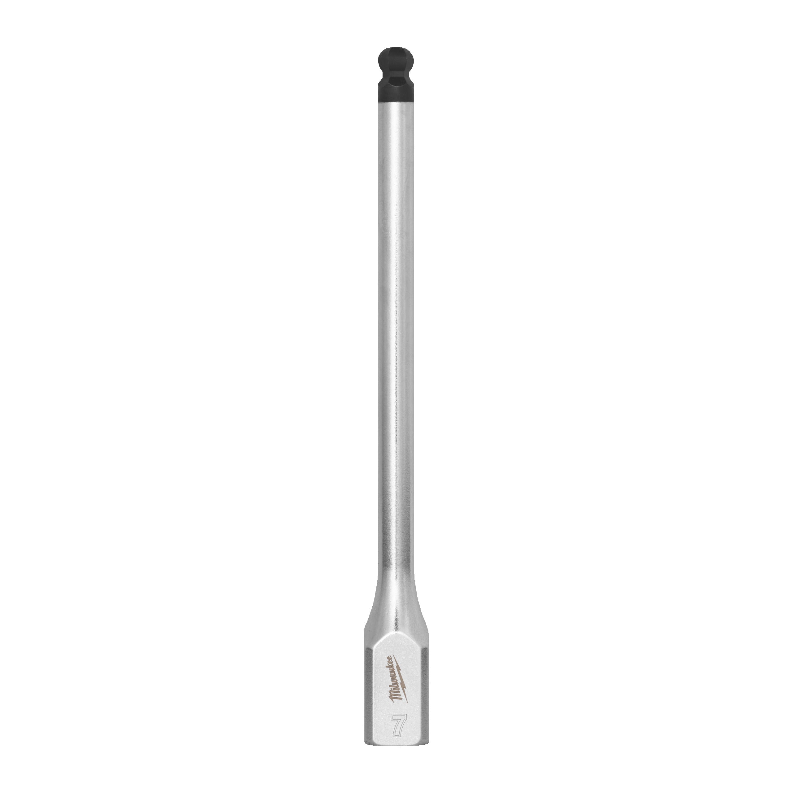 Cap cheie tubulară lungă ⅜″ cu bit hex, cap sferic Milwaukee 3/8'' Drive 7mm Hex Long Ball End Bit Socket, cod 4932500458