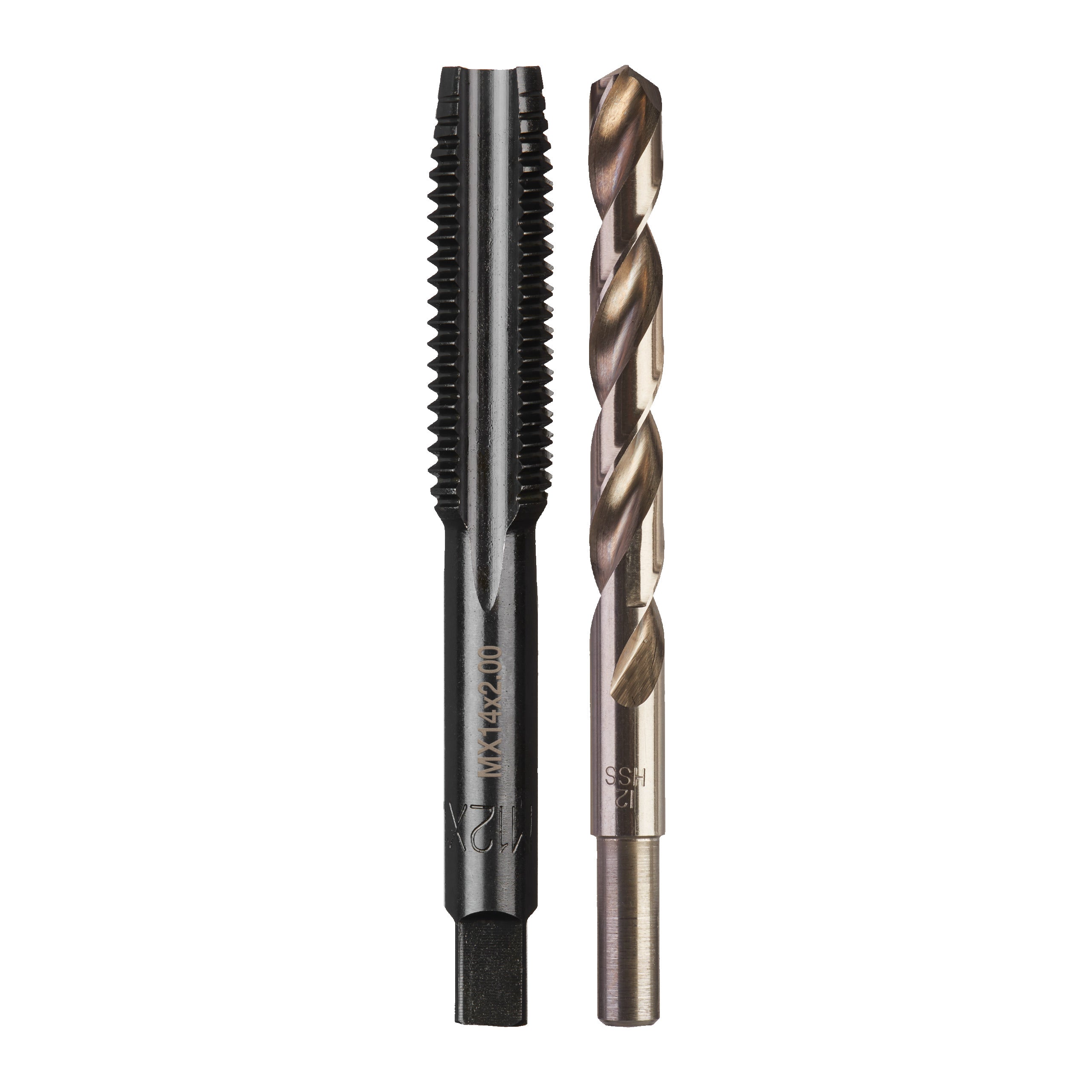 Set tarozi și burghie - sistem metric Milwaukee 2 pc M14-2.0 plug tap & 12.0 DRILL BIT set, cod 4932500641