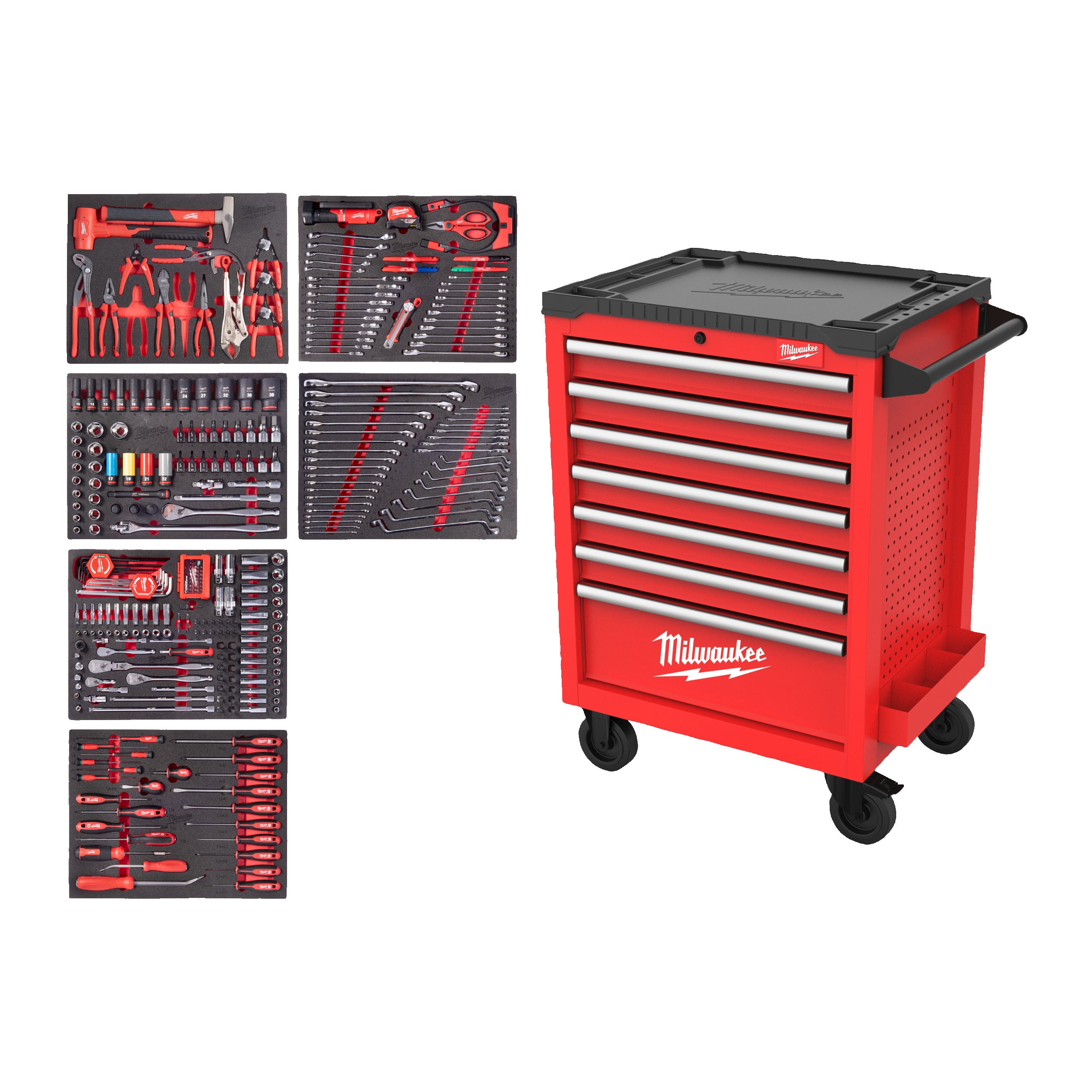 Dulap metalic TOOLGUARD™ mobil, metalic, 69 cm dotat cu 337 de scule automotive Milwaukee 337 pc, cod 4932500754