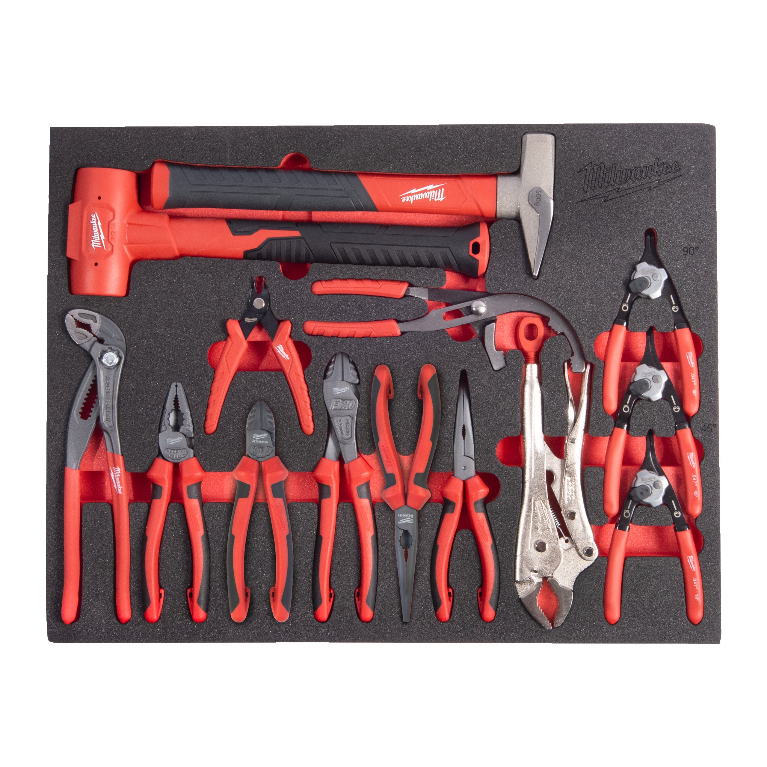 Inserție din spumă pentru dulap metalic TOOLGUARD™ - clești și ciocane Milwaukee 14 pc Pliers and Hammer Set Foam Insert, cod 4932500760