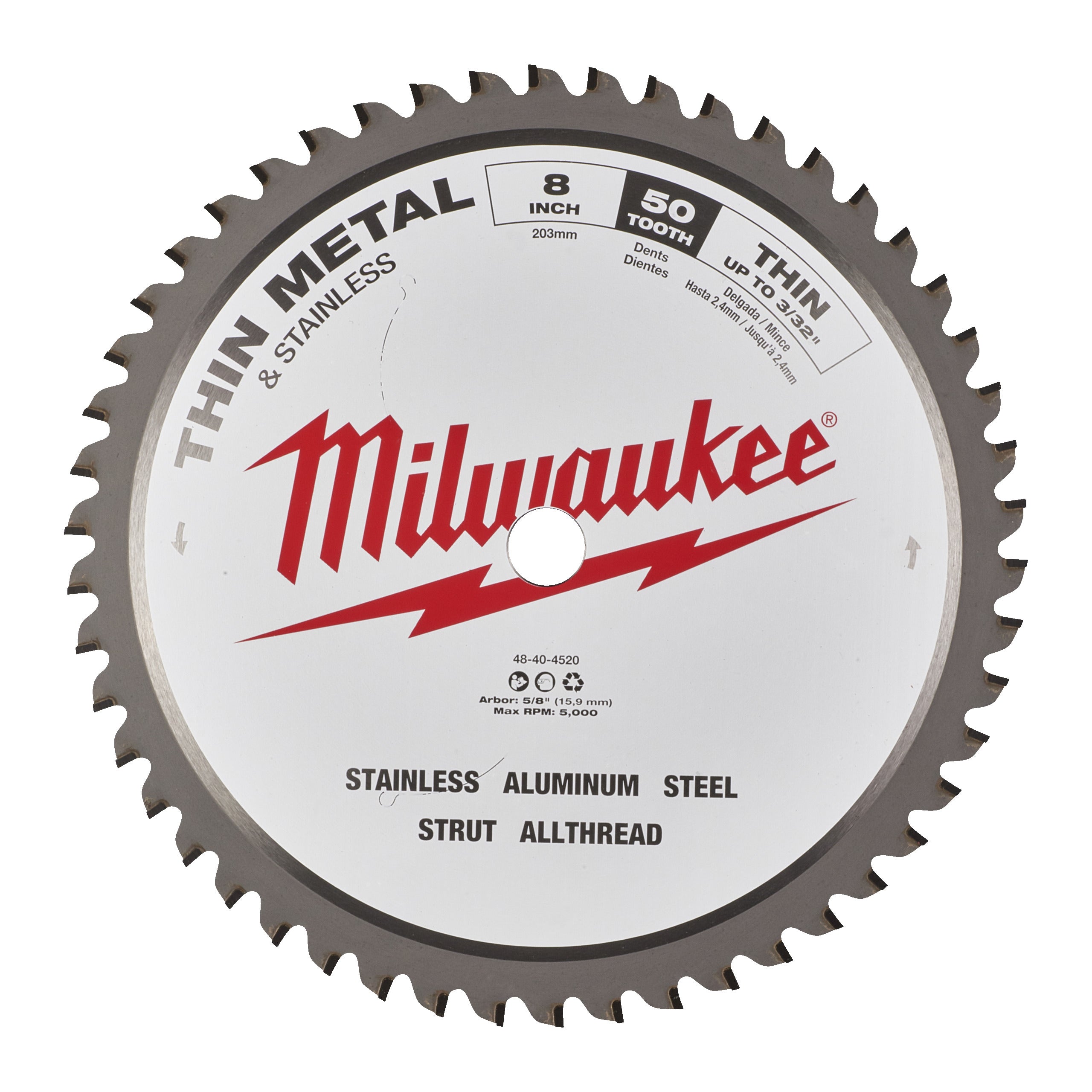 Pânză pentru fierăstrău circular circular pentru metal Milwaukee CSB P M 203x5/8x1.8x50T, cod 4932501142