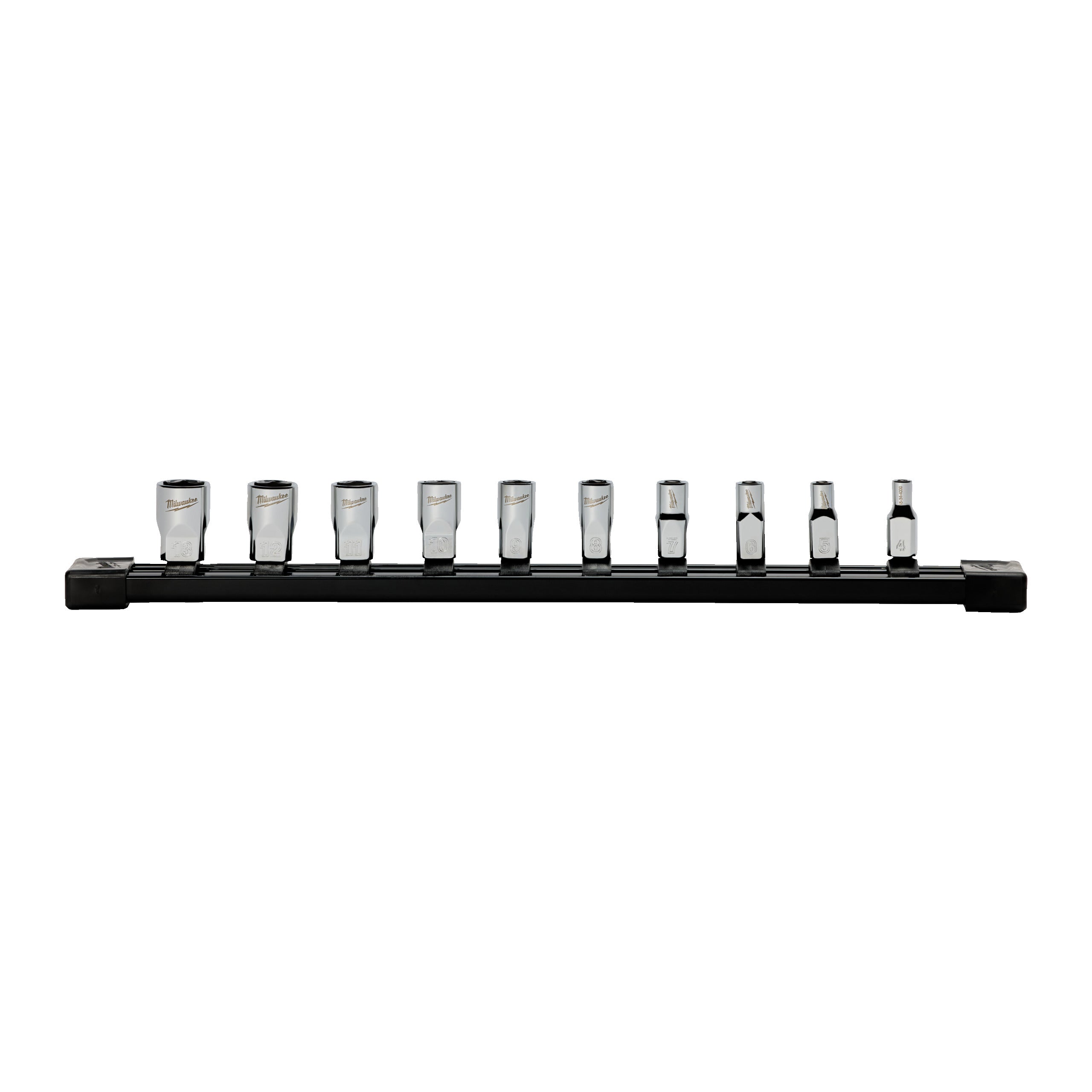 Set tubulare Milwaukee 10 pc 1/4'' Drive Standard METRIC Socket Set with Storage Rail, cod 4932501800