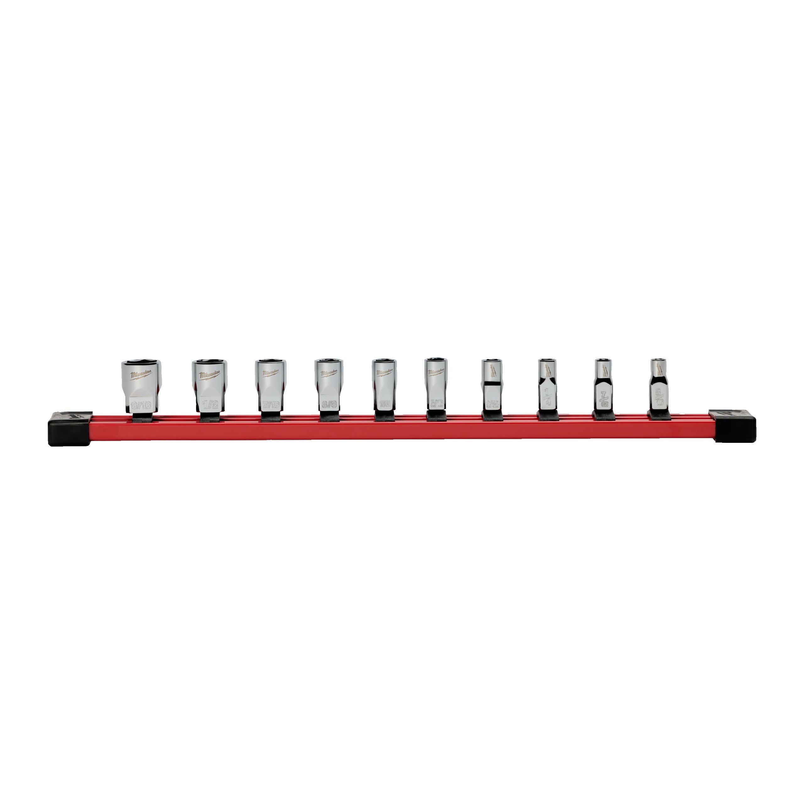 Set tubulare Milwaukee 10 pc 1/4'' Drive Standard SAE Socket Set with Storage Rail, cod 4932501802