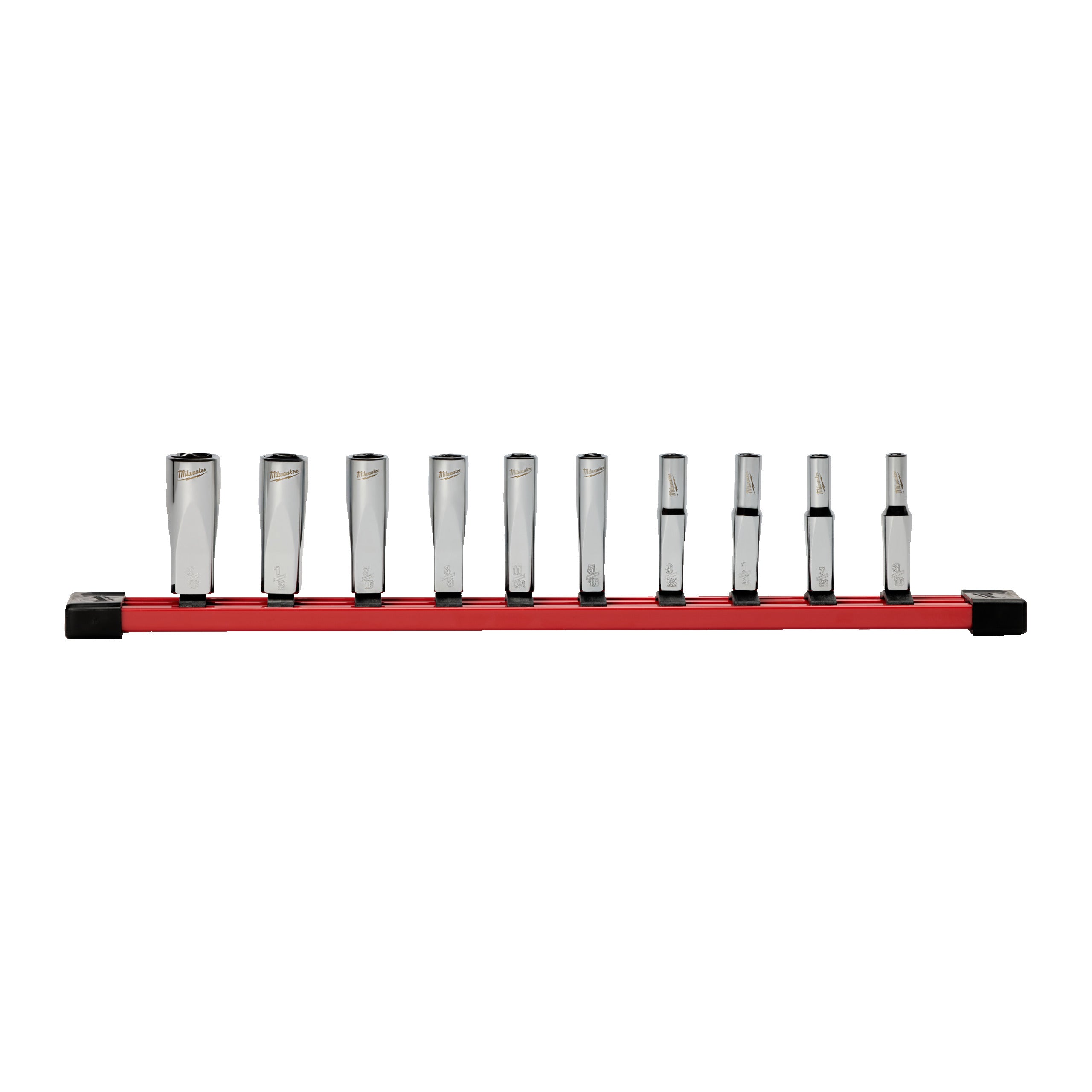 Set tubulare Milwaukee 10 pc 1/4'' Drive Deep SAE Socket Set with Storage Rail, cod 4932501803