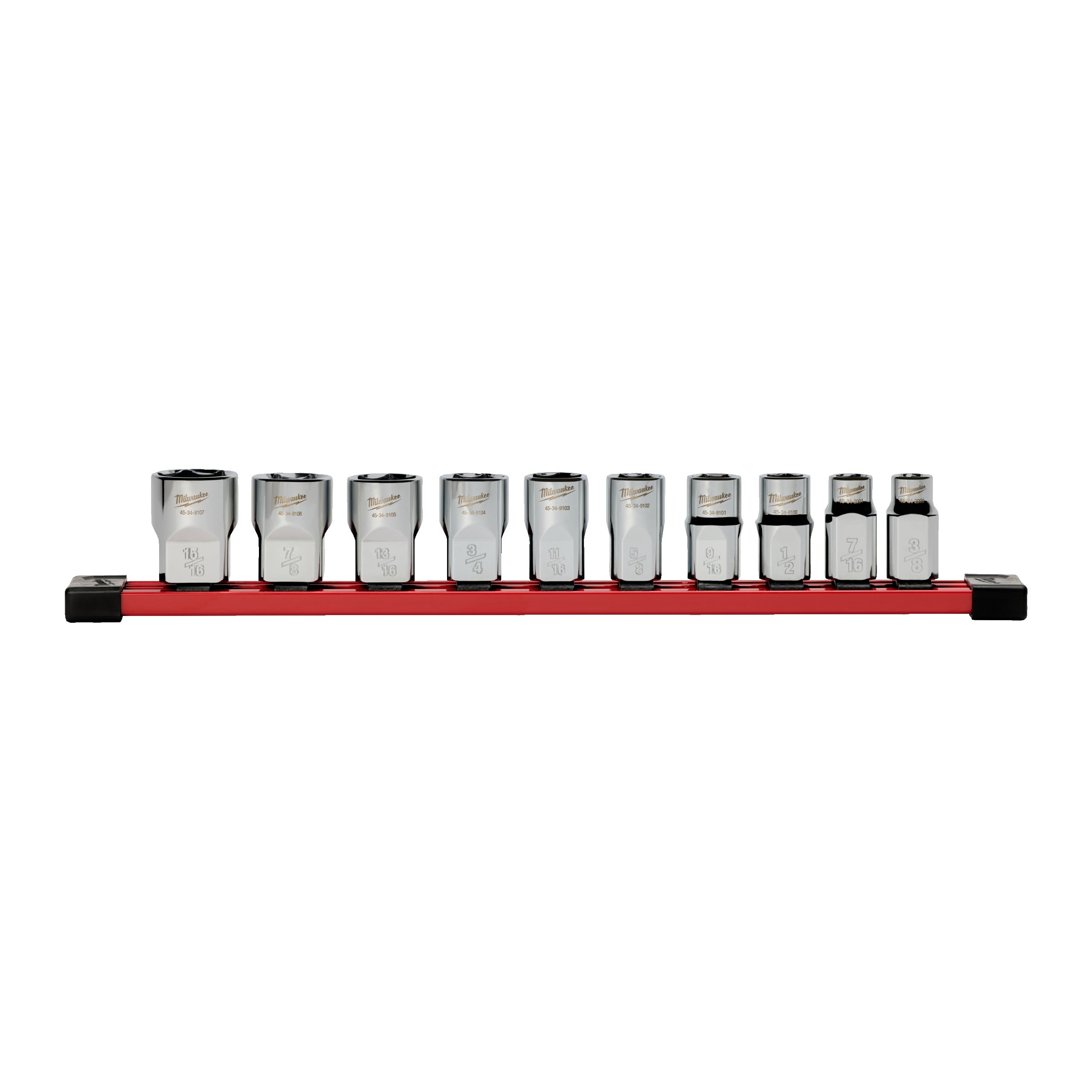 Set tubulare Milwaukee 10 pc 1/2'' Drive Standard SAE Socket Set with Storage Rail, cod 4932501806