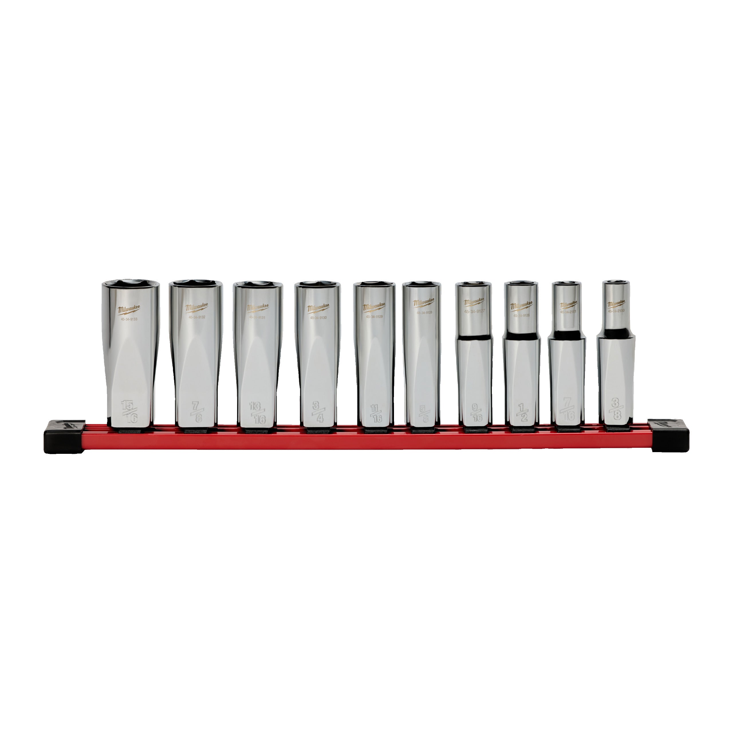 Set tubulare Milwaukee 10 pc 1/2'' Drive Deep SAE Socket Set with Storage Rail, cod 4932501807