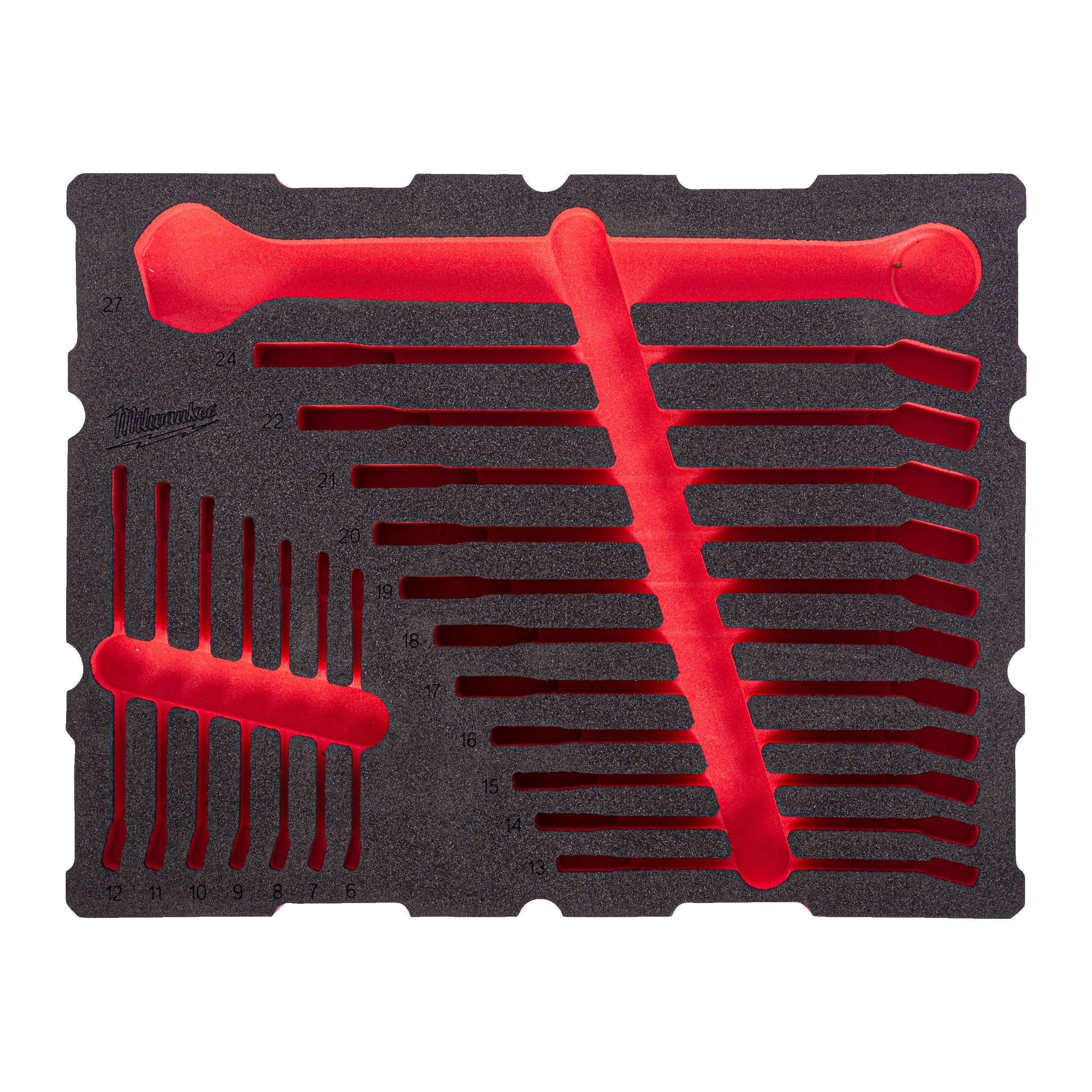 Set inserție spumă PACKOUT™ chei combinate cu clichet MAX BITE™ Milwaukee REPLACEMENT 17 pc MAX BITE Ratcheting Combination Spanner Set Packout Foam Insert, cod 4932502037