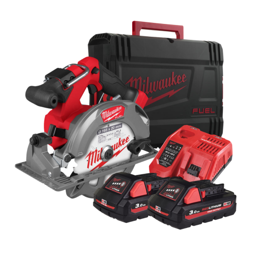 Fierăstrău circular Milwaukee M18 FCS552-302X pentru lemn și plastic, 55 MM, FUEL™, 2 x acumulator M18 HB3, 1 x încărcător M12-18 FC, 1 x cutie HD, cod 4933493589