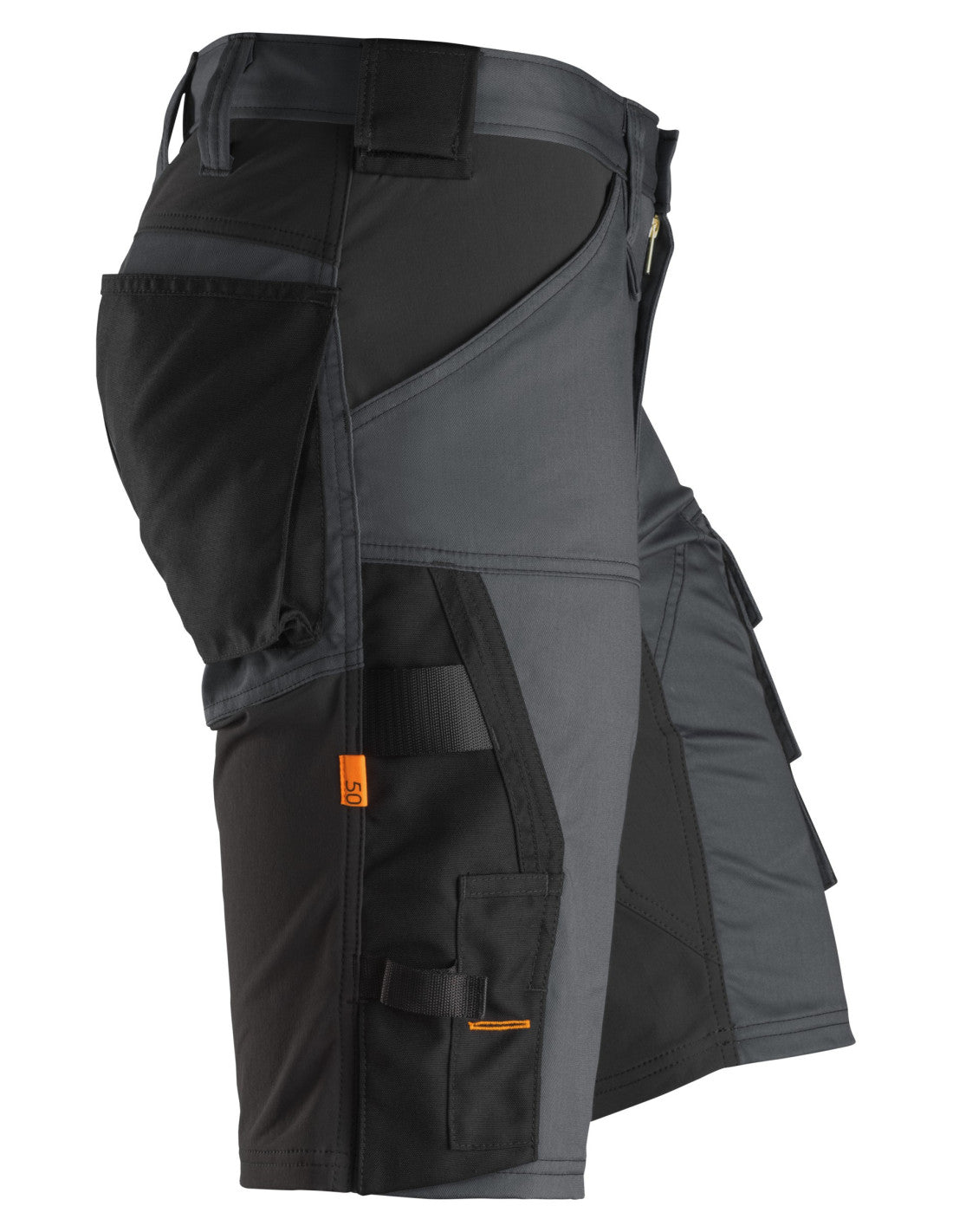 Pantaloni scurți de lucru, stretch, Snickers Workwear, AllroundWork, 6143, Steel Grey/Black