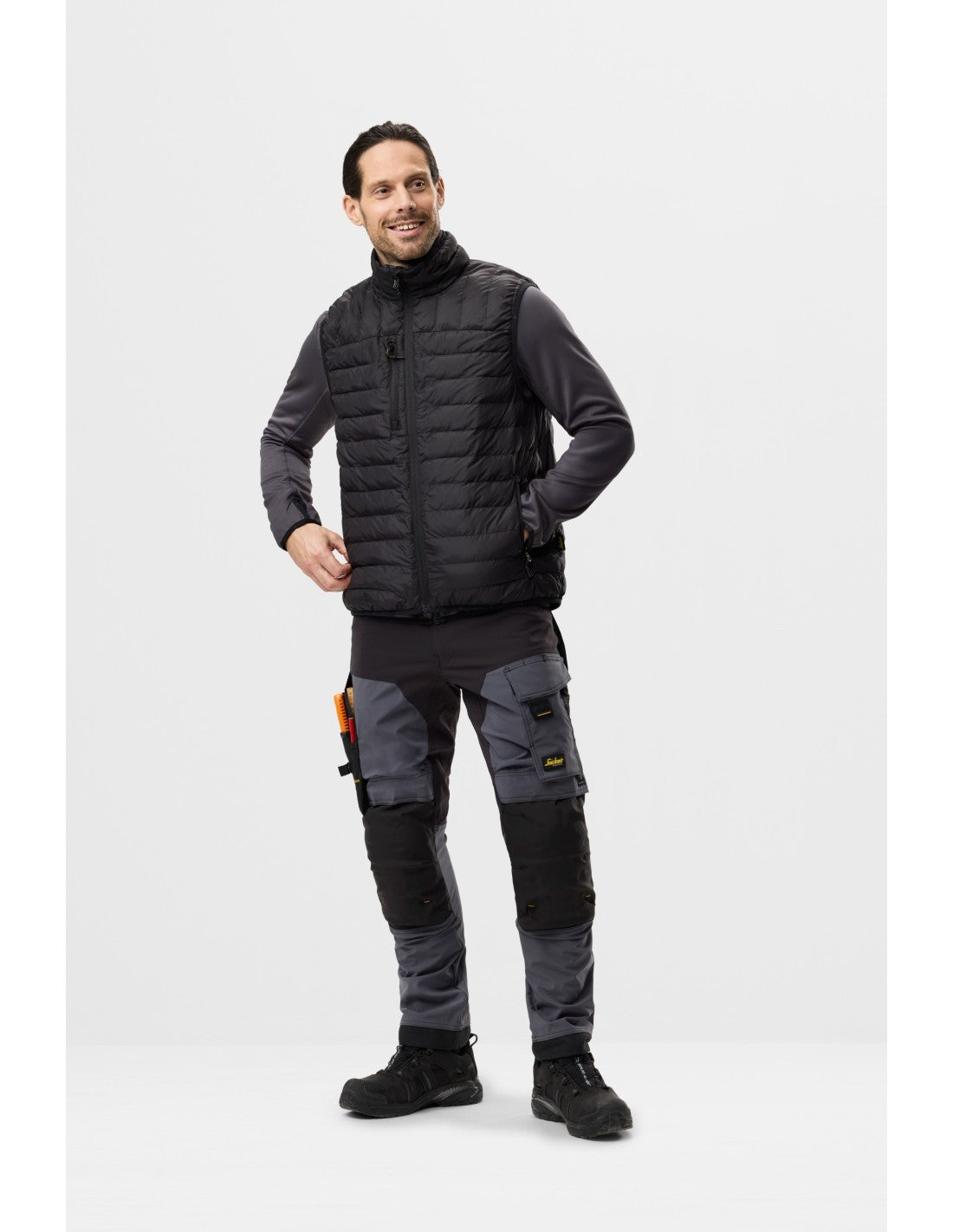 Pantaloni de lucru, 4-way stretch, anti-vânt, Snickers Workwear, AllroundWork, 6375, Steel Grey/Black