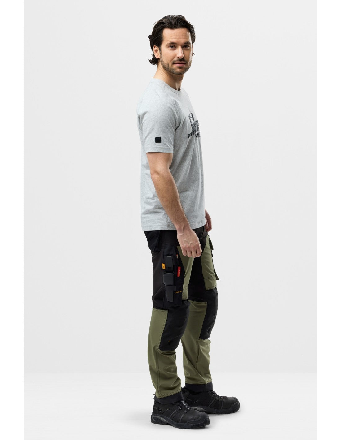 Pantaloni de lucru, 4-way stretch, anti-vânt, Snickers Workwear, AllroundWork, 6375, Khaki Green/Black