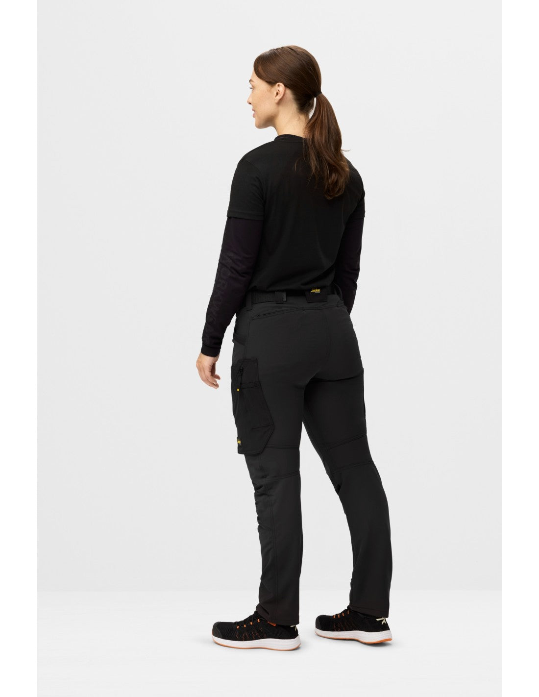 Pantaloni de lucru de damă, 4-way stretch, fără buzunare pt genunchiere, Snickers Workwear, FlexiWork, 6877, Black/Black