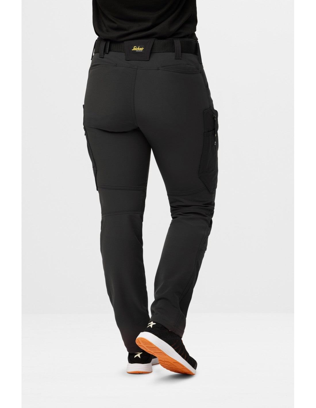 Pantaloni de lucru de damă, 4-way stretch, fără buzunare pt genunchiere, Snickers Workwear, FlexiWork, 6877, Black/Black