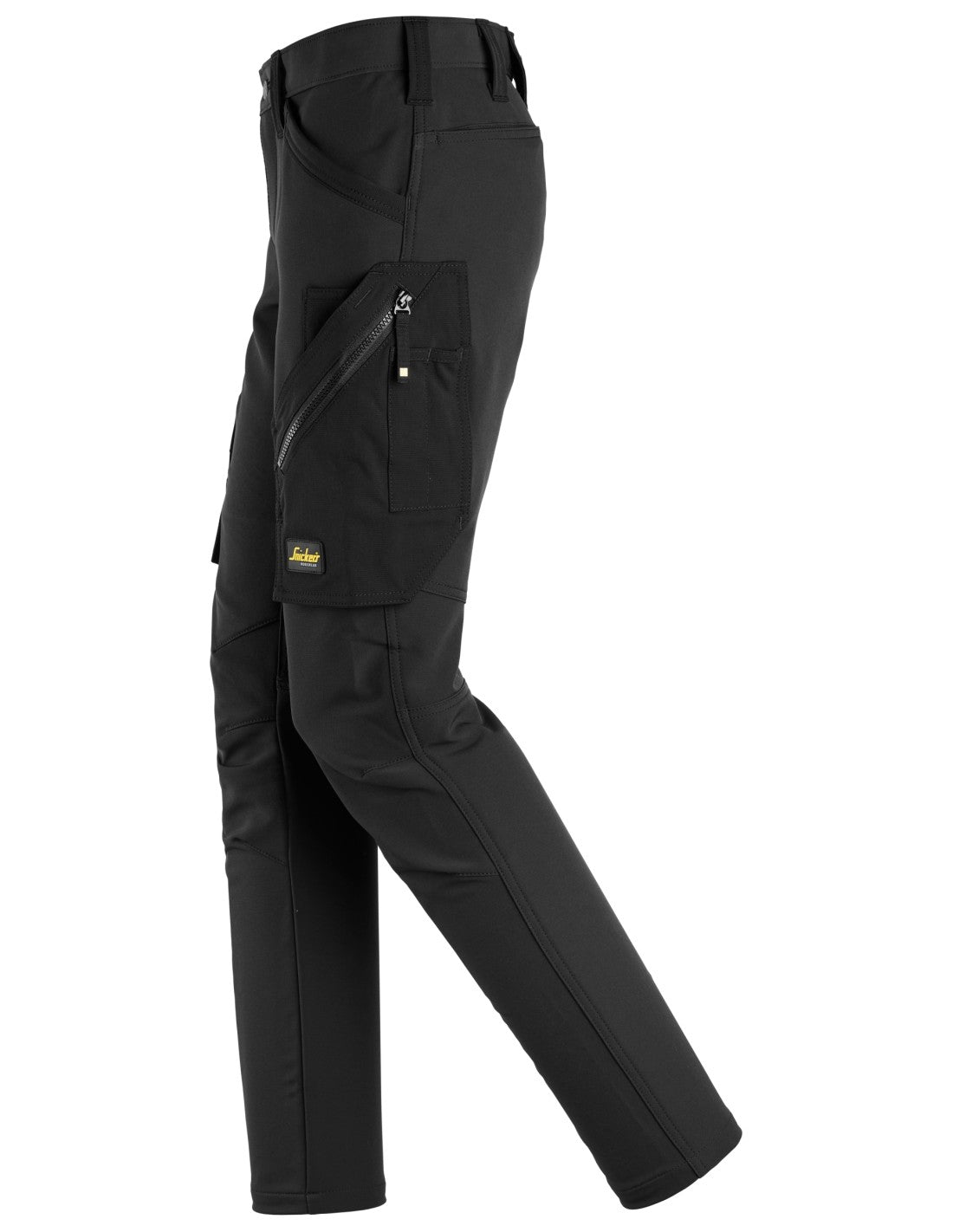 Pantaloni de lucru de damă, 4-way stretch, fără buzunare pt genunchiere, Snickers Workwear, FlexiWork, 6877, Black/Black