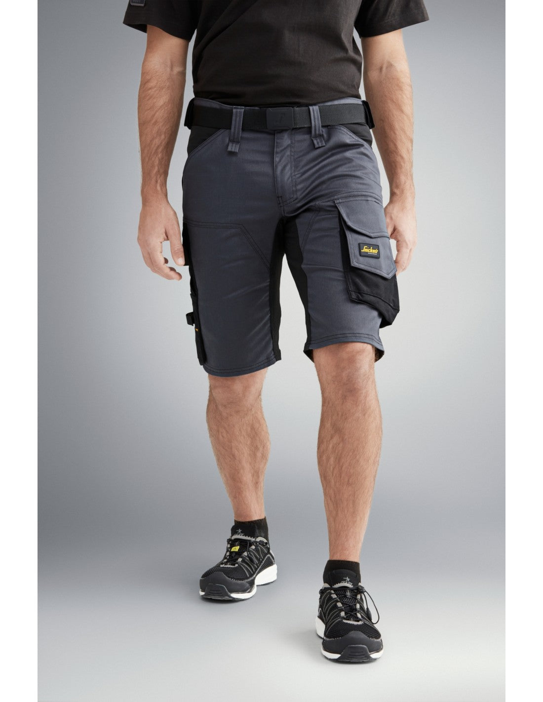 Pantaloni scurți de lucru, stretch, Snickers Workwear, AllroundWork, 6143, Steel Grey/Black
