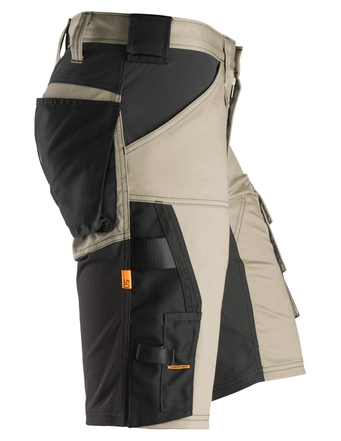 Pantaloni scurți de lucru, stretch, Snickers Workwear, AllroundWork, 6143, Khaki/Black