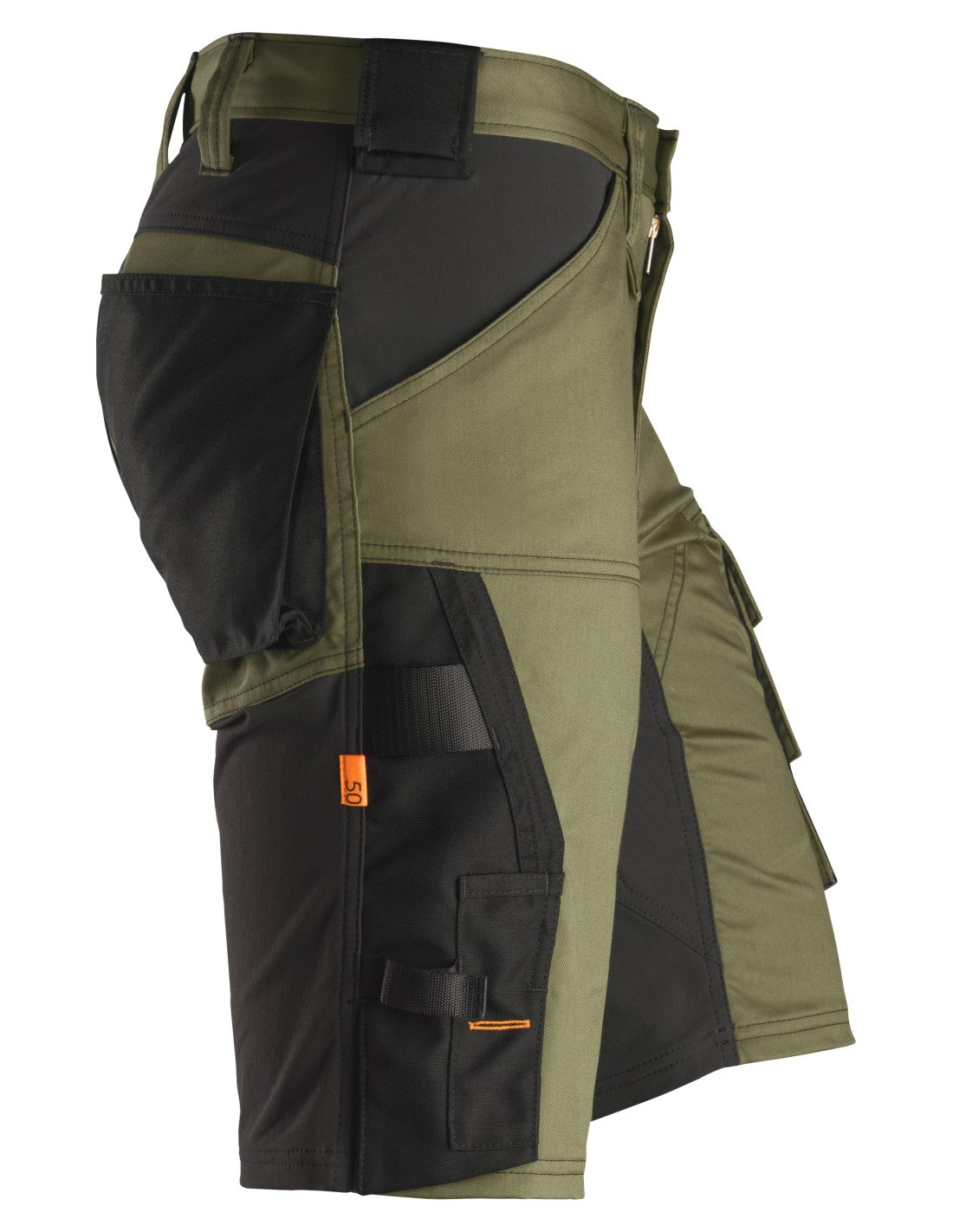Pantaloni scurți de lucru, stretch, Snickers Workwear, AllroundWork, 6143, Khaki Green/Black
