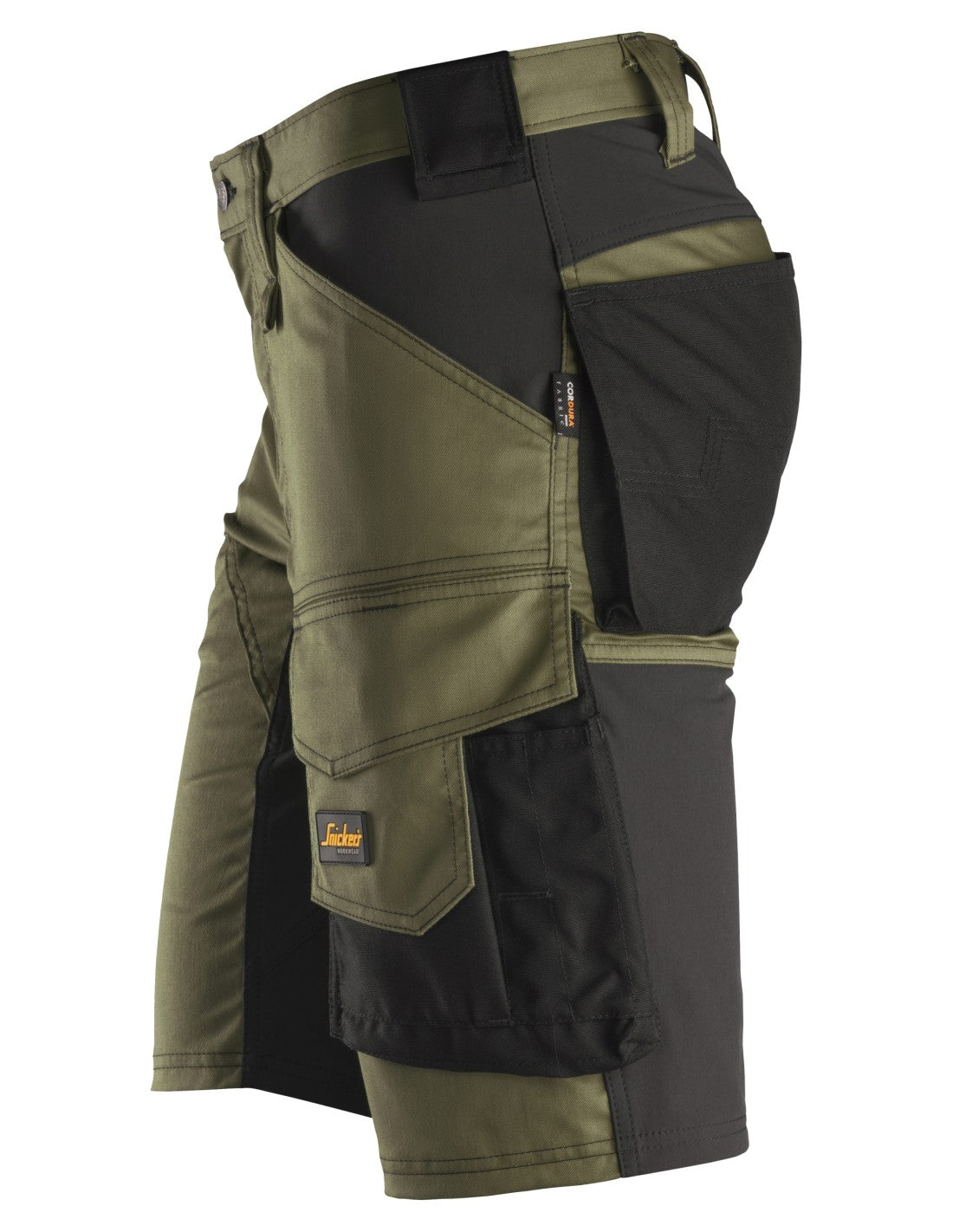 Pantaloni scurți de lucru, stretch, Snickers Workwear, AllroundWork, 6143, Khaki Green/Black