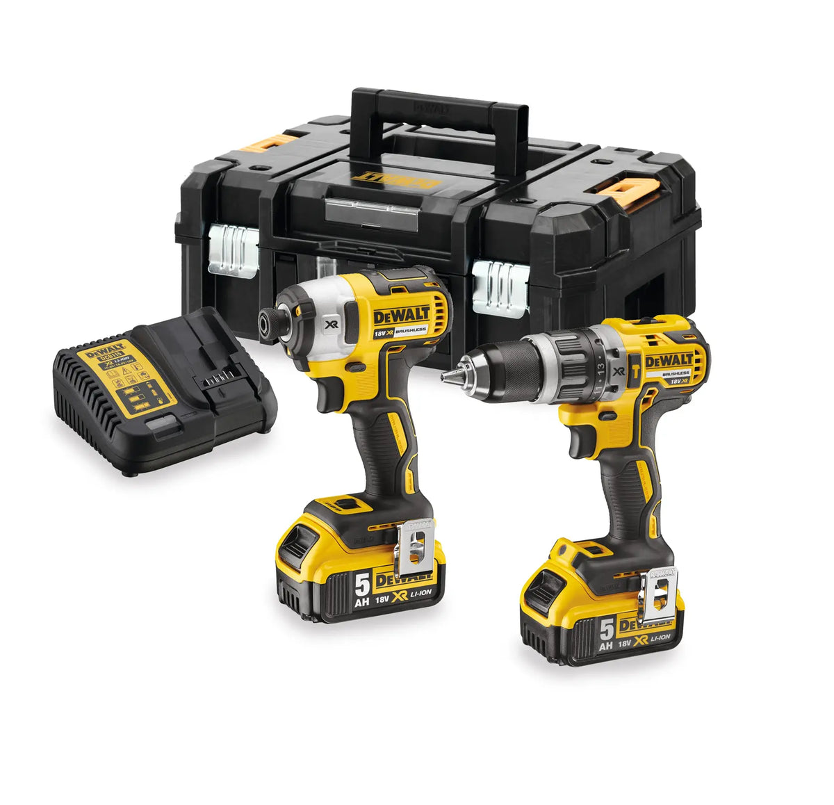 Set DeWalt XR 18 V cu DCD796 și DCF887, 2 x 5 Ah, în TSTAK – DCK266P2T-QW