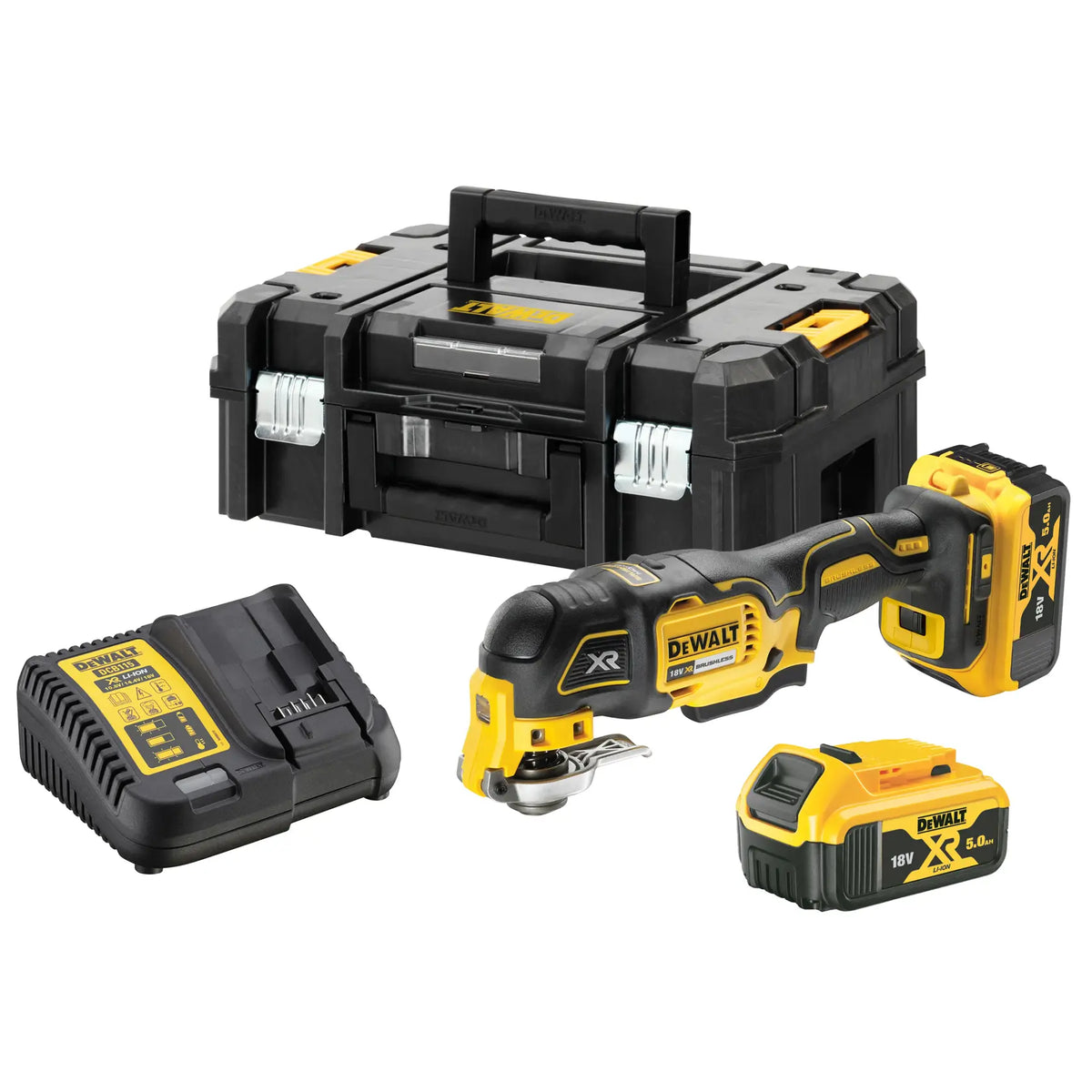 Unealtă multifuncțională oscilantă DeWalt XR 18 V, 2 x 5 Ah – DCS356P2-QW