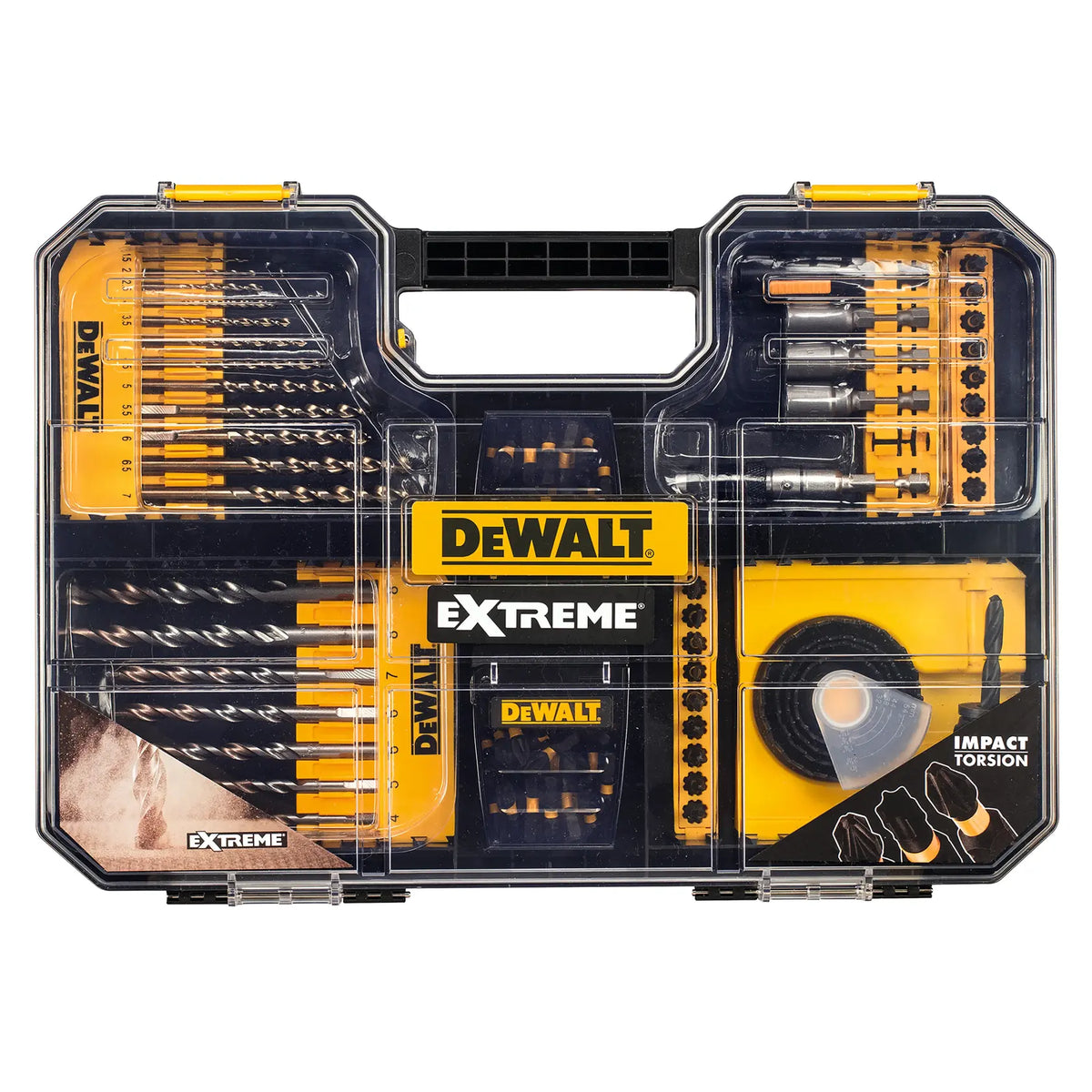 Set DeWalt cu 100 de biți și burghie pentru impact și torsiune – DT70620T-QZ
