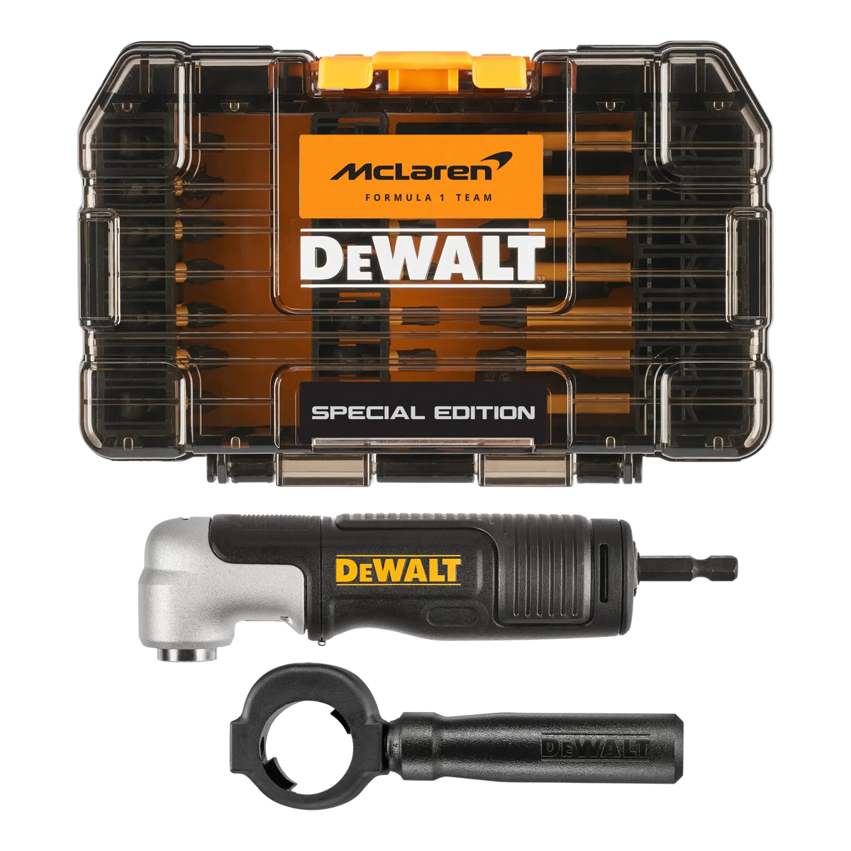 Set de impact DeWalt x McLaren, 33 de piese, cu adaptor în unghi drept – DT70782-QZ