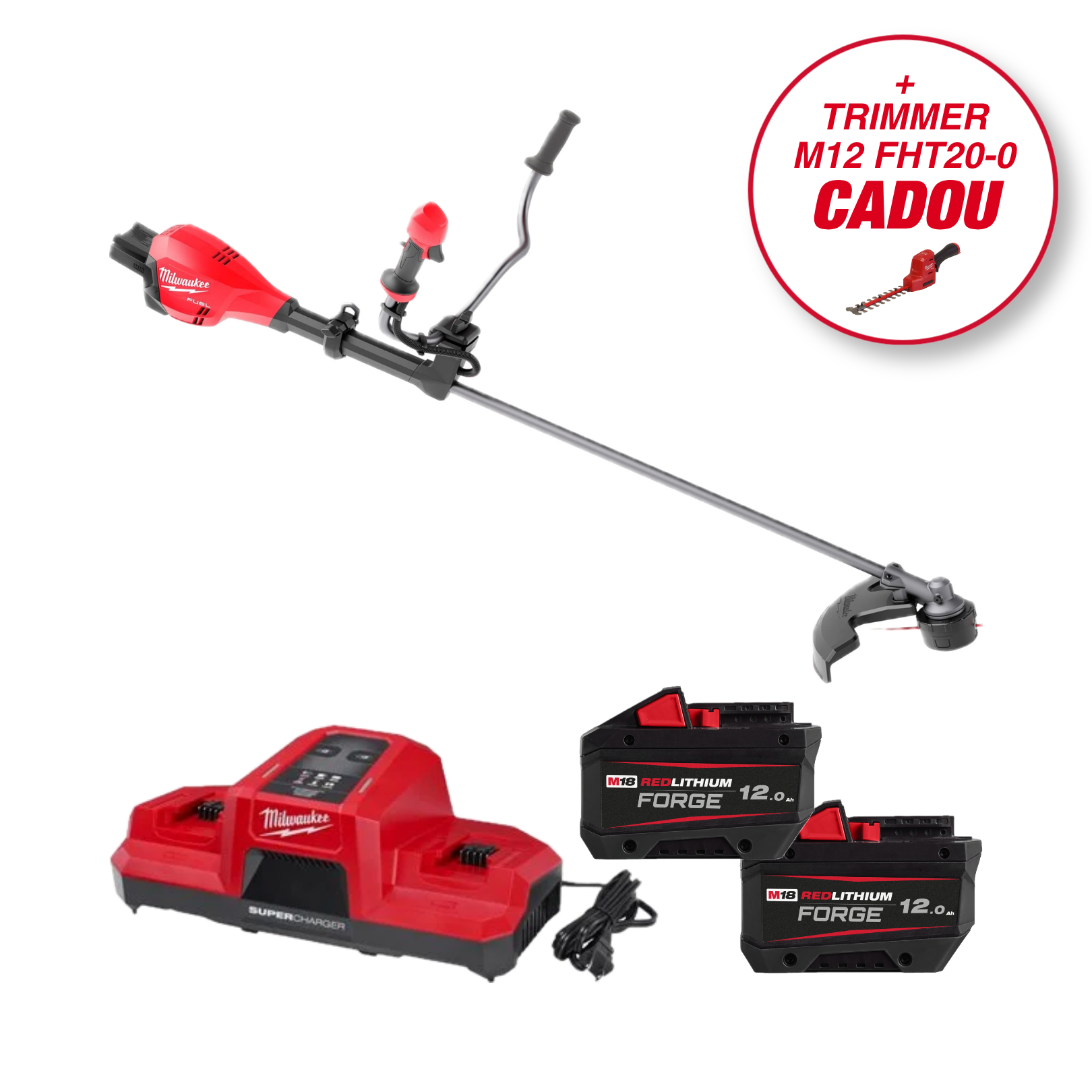 Motocoasă Milwaukee M18™ F2BCU-122 FUEL™, 2 x acumulator M18 FB12, 1 x încărcător M18 DBSC, cod 4933480860