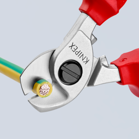 Foarfecă Knipex VDE pentru tăiat cabluri de Cu și Al, 165 mm, cod 9526165