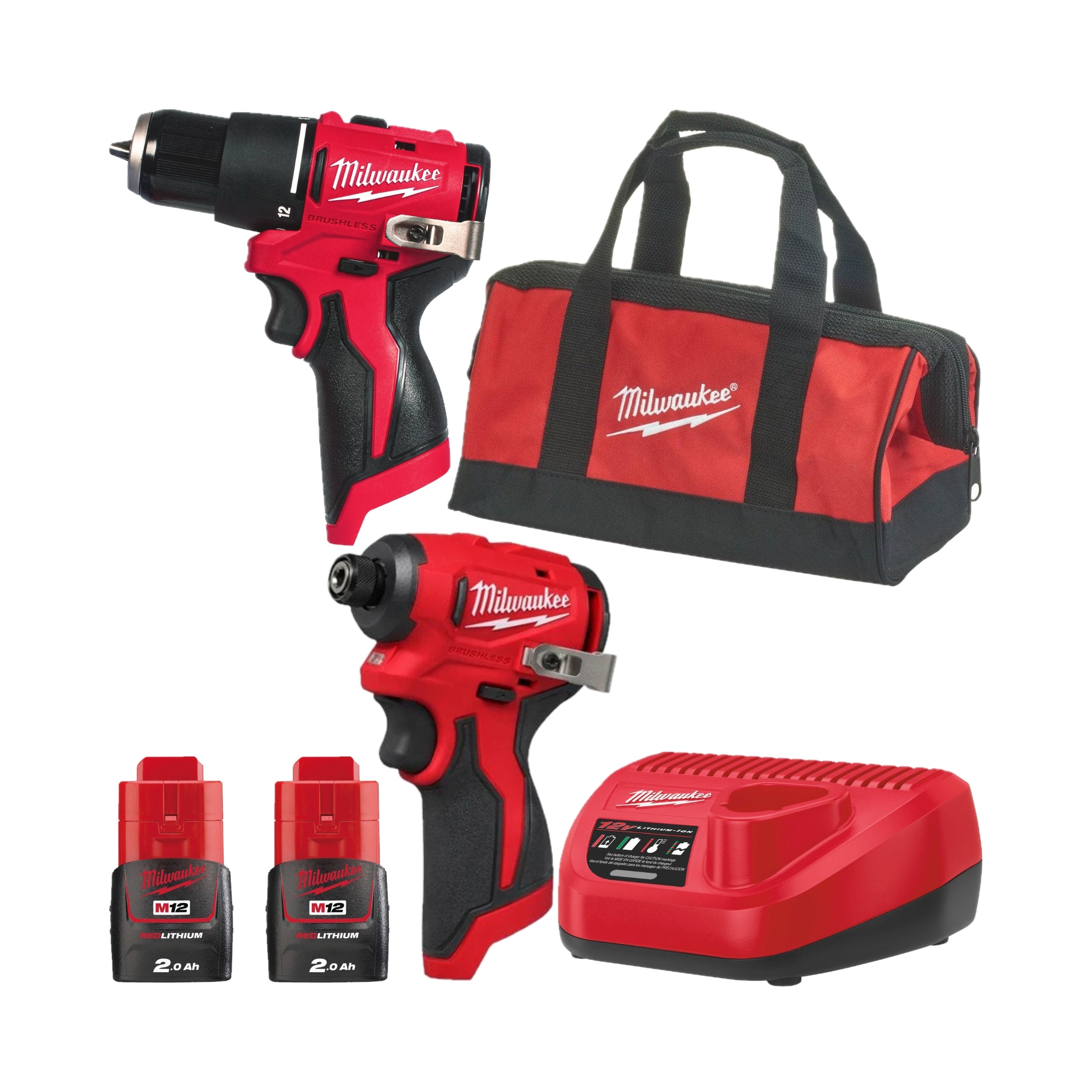 Set scule fără perii Milwaukee M12 BLPP2B-202B, cod 4933500425-202