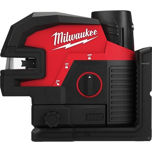 Nivelă laser Milwaukee M12 CLL4P-301C cu linie transversală cu 4 puncte, cutie plastic, suport de prindere, placă țintă cu vizibilitate ridicată, 1 x M12 B3, 1 x C12 C, 1 x cutie plastic, cod 4933479203