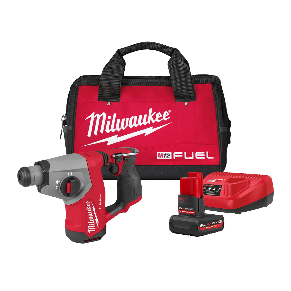 Ciocan rotopercutor Milwaukee SDS-Plus FUEL™ M12 FHAC16-501BRF compact 16 mm, 1 x acumulator M12 B4, 1 x încărcător M12 C12 C, 1 x geantă de scule, cod 4933500781