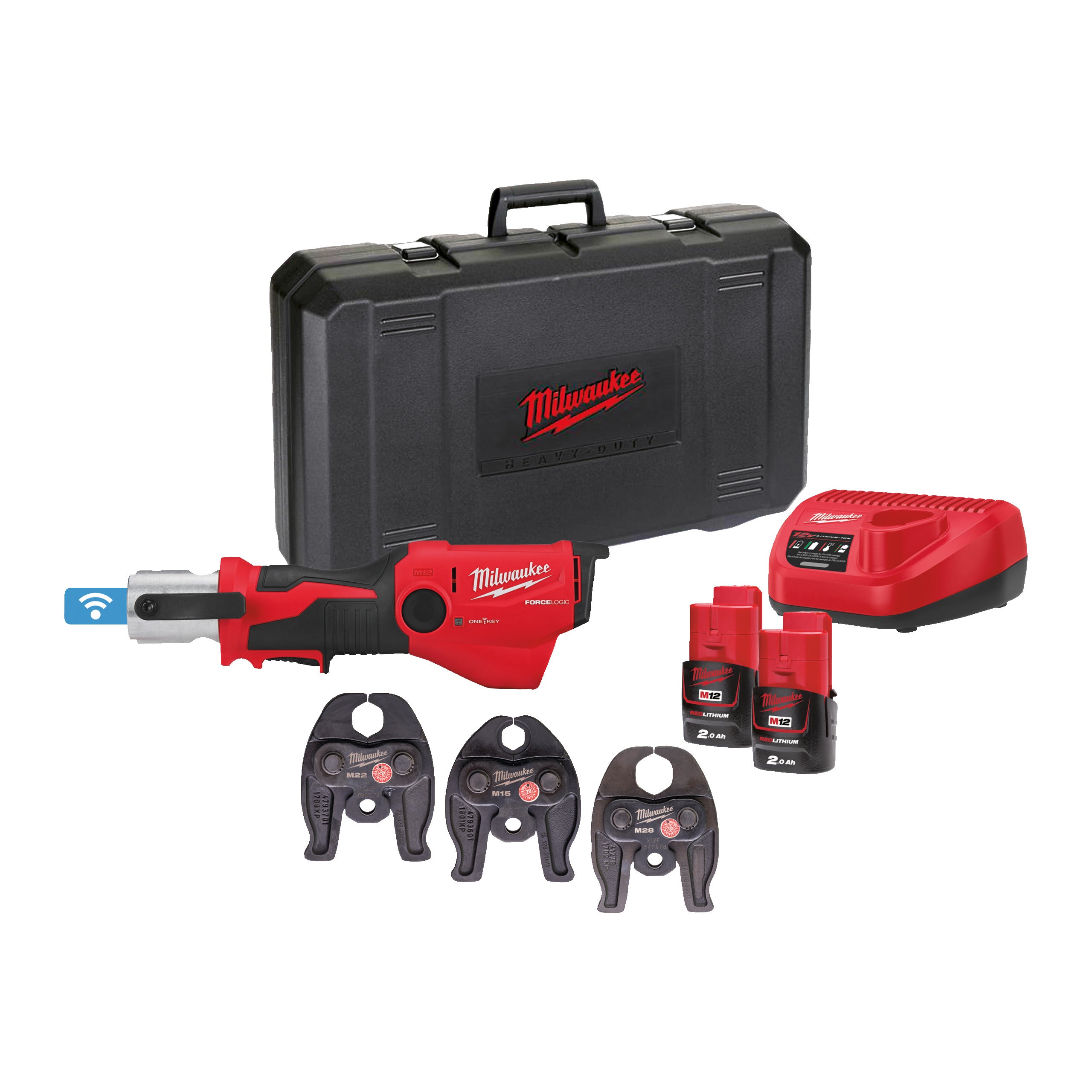 Presă hidraulică Milwaukee M12 ONEHPT-202C M-Set FORCE LOGIC™ ONE-KEY™ sub-compactă, cod 4933481033