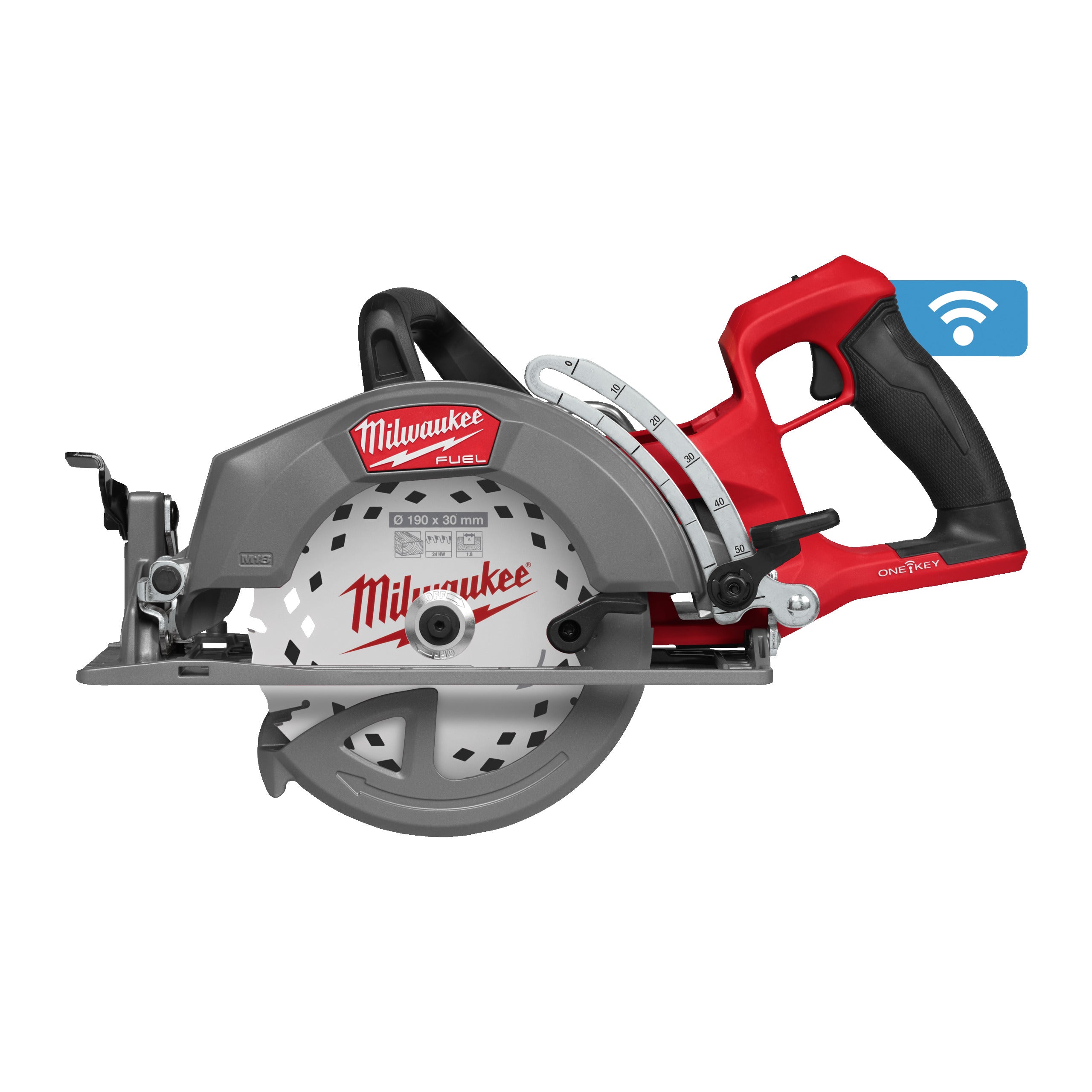 Fierăstrău circular mâner spate Milwaukee M18 FCSRHO190-0C FUEL™ 190 mm cu ONE-KEY™, cod 4933500787