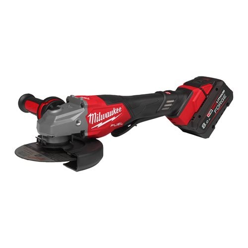 Polizor unghiular Milwaukee M18 FHSAG125XPDB2-802X, 125 MM, cu frânare și comutator tip clapetă, 2 x acumulator M18 FB8, 1 x încărcător M12-18 FC, 1 x cutie HD, cod 4933493418