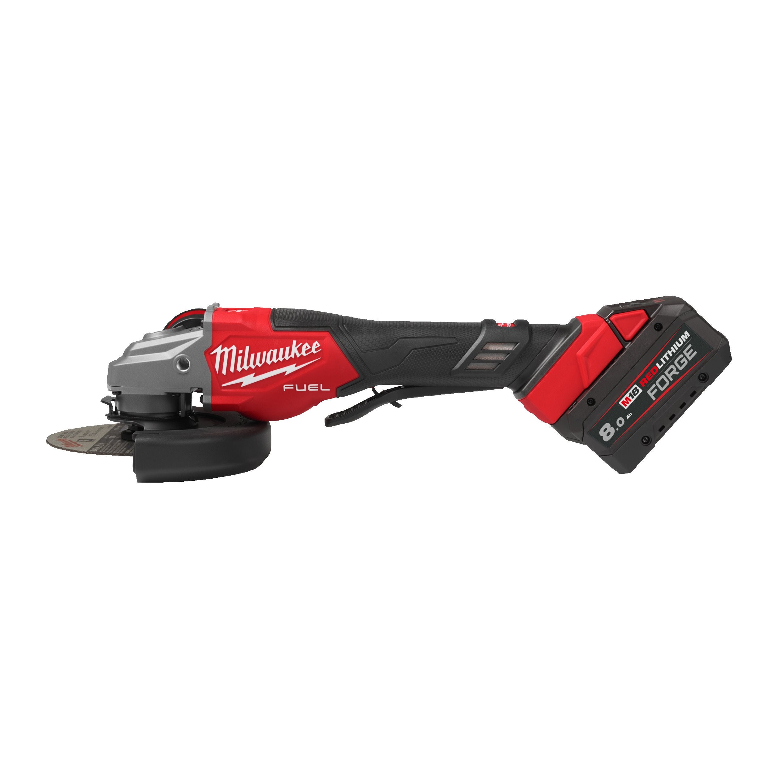 Polizor unghiular Milwaukee M18 FHSAG125XPDB2-802X, 125 MM, cu frânare și comutator tip clapetă, 2 x acumulator M18 FB8, 1 x încărcător M12-18 FC, 1 x cutie HD, cod 4933493418