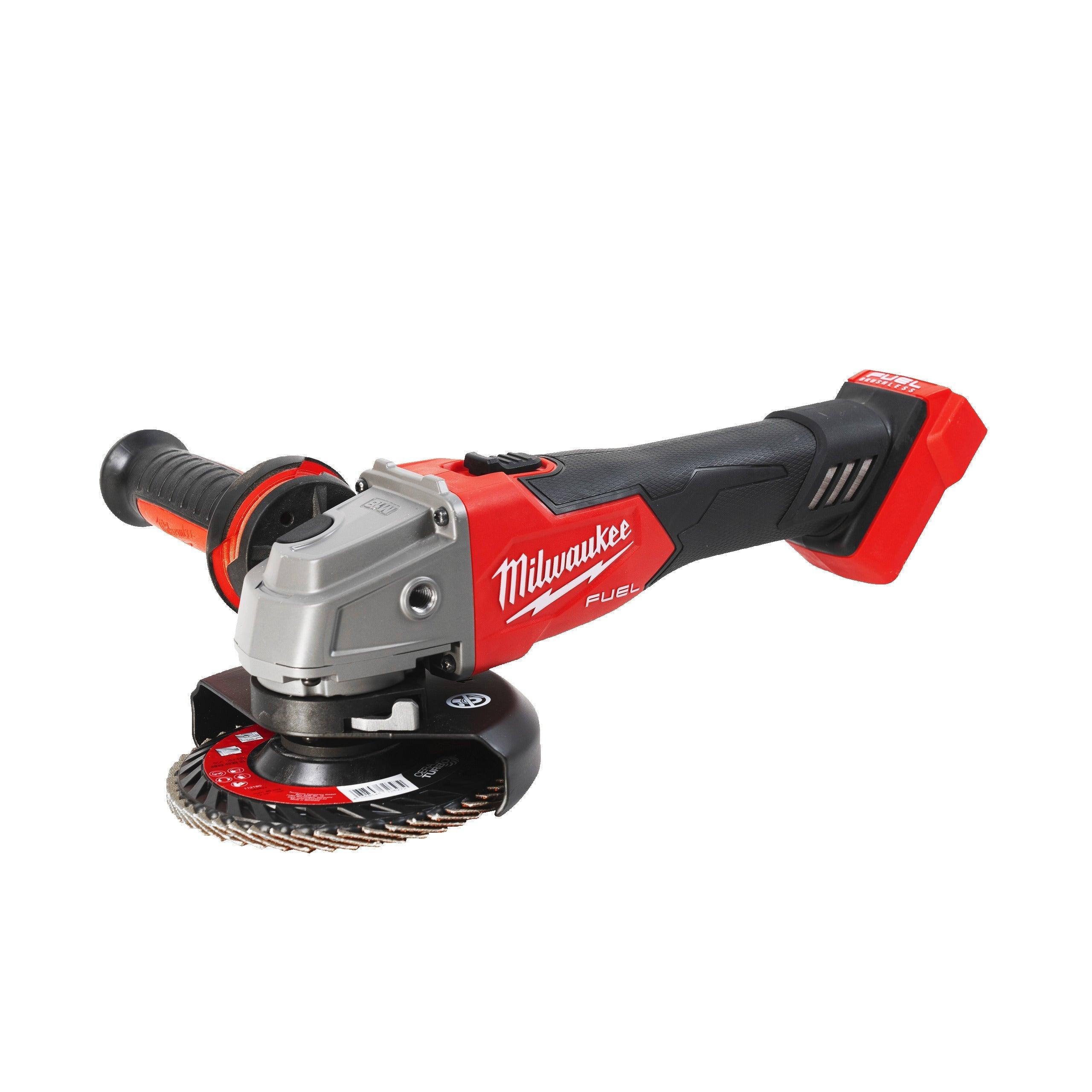 Polizor unghiular 125 mm cu comutator culisant M18 FUEL™ Milwaukee M18FSAG125X-502X, 2 x acumulator M18 B5, 1 x încărcător M12-18 FC, 1 x cutie HD, cod 4933478428BIG