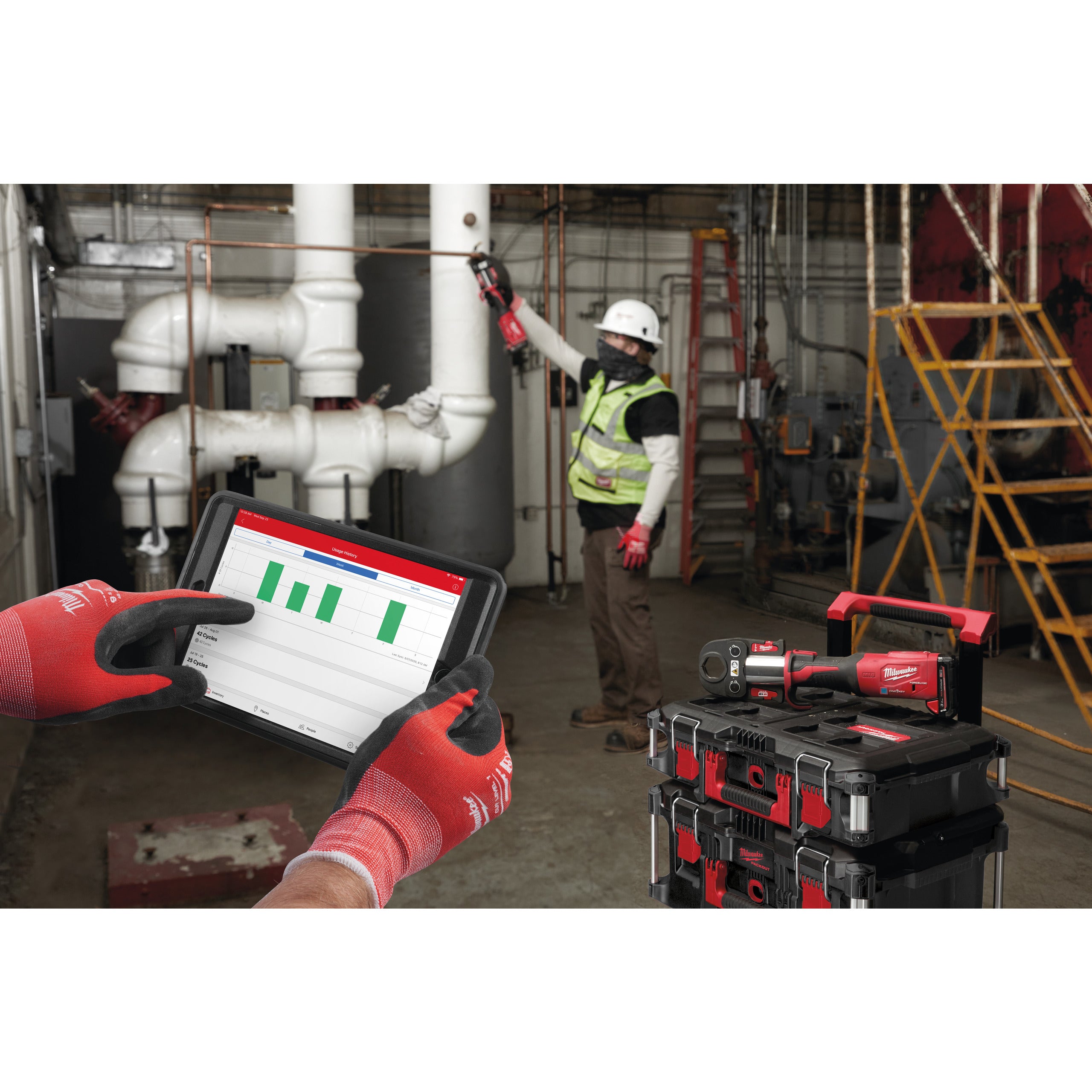 Presă hidraulică Milwaukee M18 ONEBLHPT-302C Geberit Mapress Set FORCE LOGIC™ ONE-KEY™ compactă cu motor fără perii, cod 4933480904