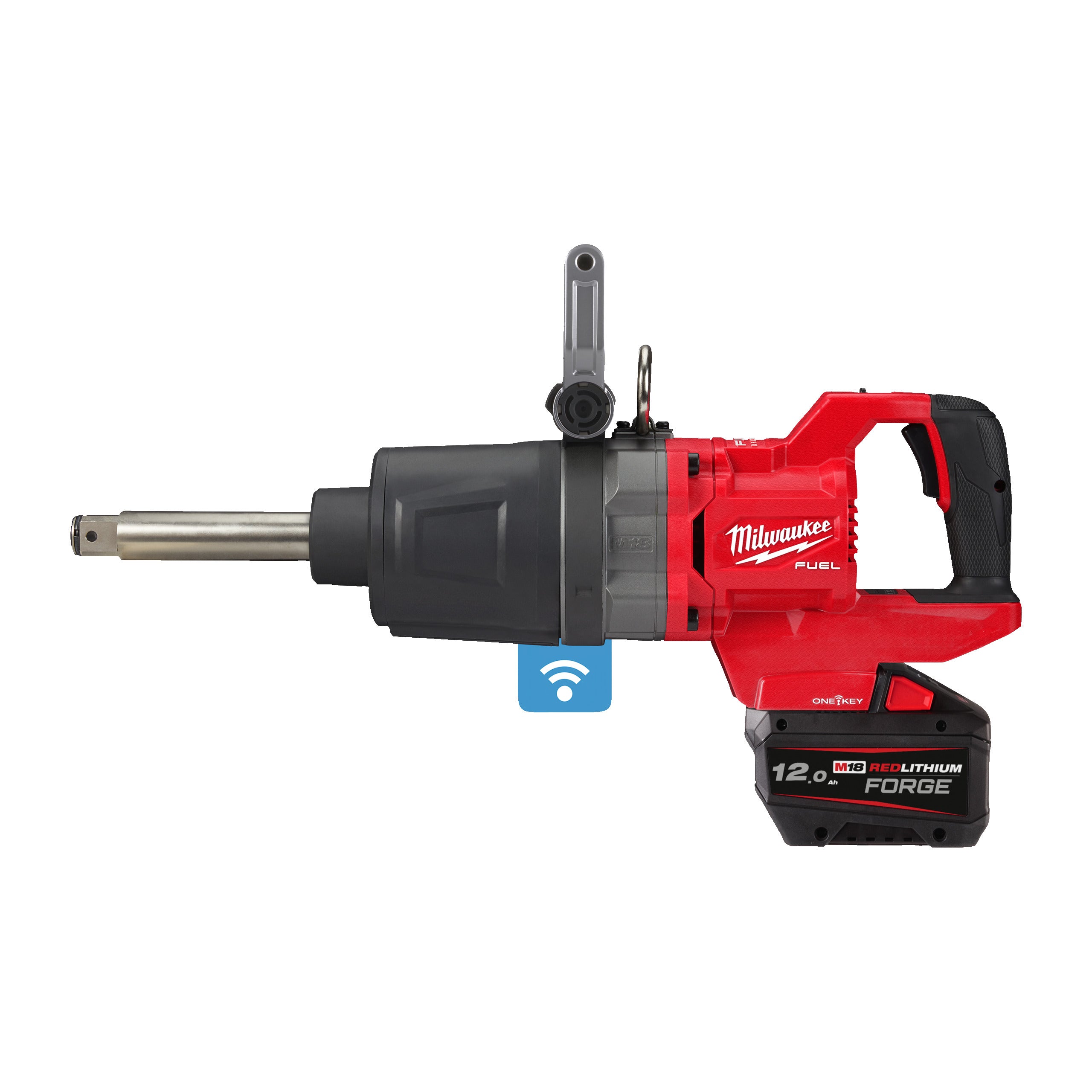 Cheie de impact 1″ ONE-KEY™ Milwaukee M18 ONEFHIWF1D-121C FUEL™ cu mâner-D, cuplu ridicat, inel de fixare și gât lung, cod 4933499251