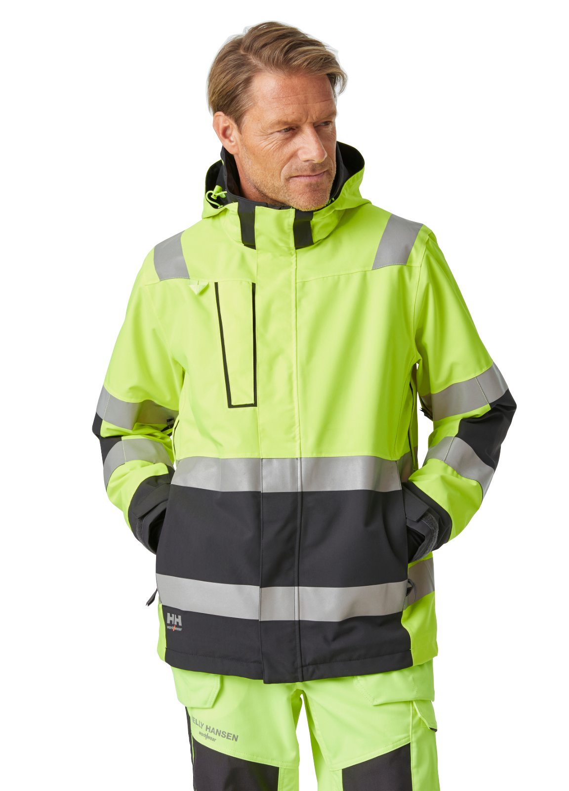 Geacă Helly Hansen Alna 2.0 Shell cu glugă, impermeabilă, reflectorizantă, HVC2, 3