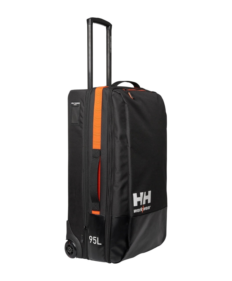 Geantă de voiaj cu role Helly Hansen Kensington 95 litri, 5 compartimente, impermeabilă, neagră, STD