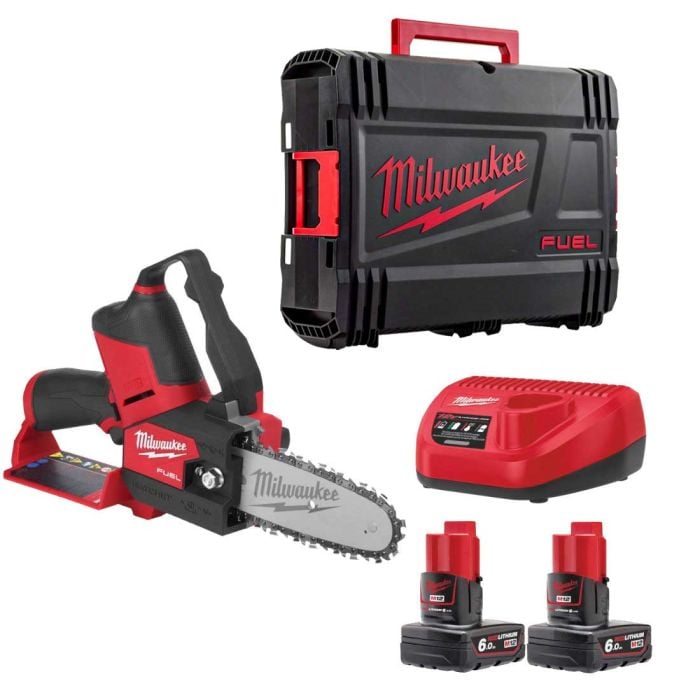 Fierăstrău cu lanț M12 FUEL™ HATCHET™ Milwaukee M12FHS-602X, 2 x M12 B6 acumulator, C12 C încărcător, cutie HD, cod 4933472212