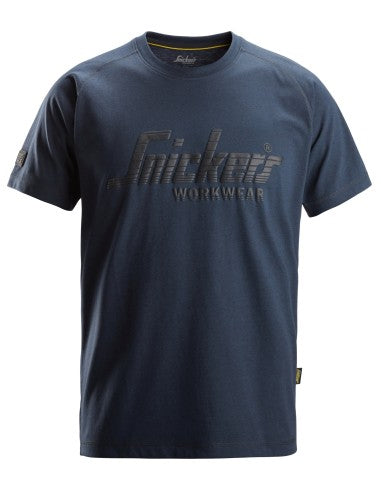 Tricou de bărbați Snickers Workwear Logo, 65% poliester + 35% bumbac, 200 g/mp, 2590, Dark Navy Melange