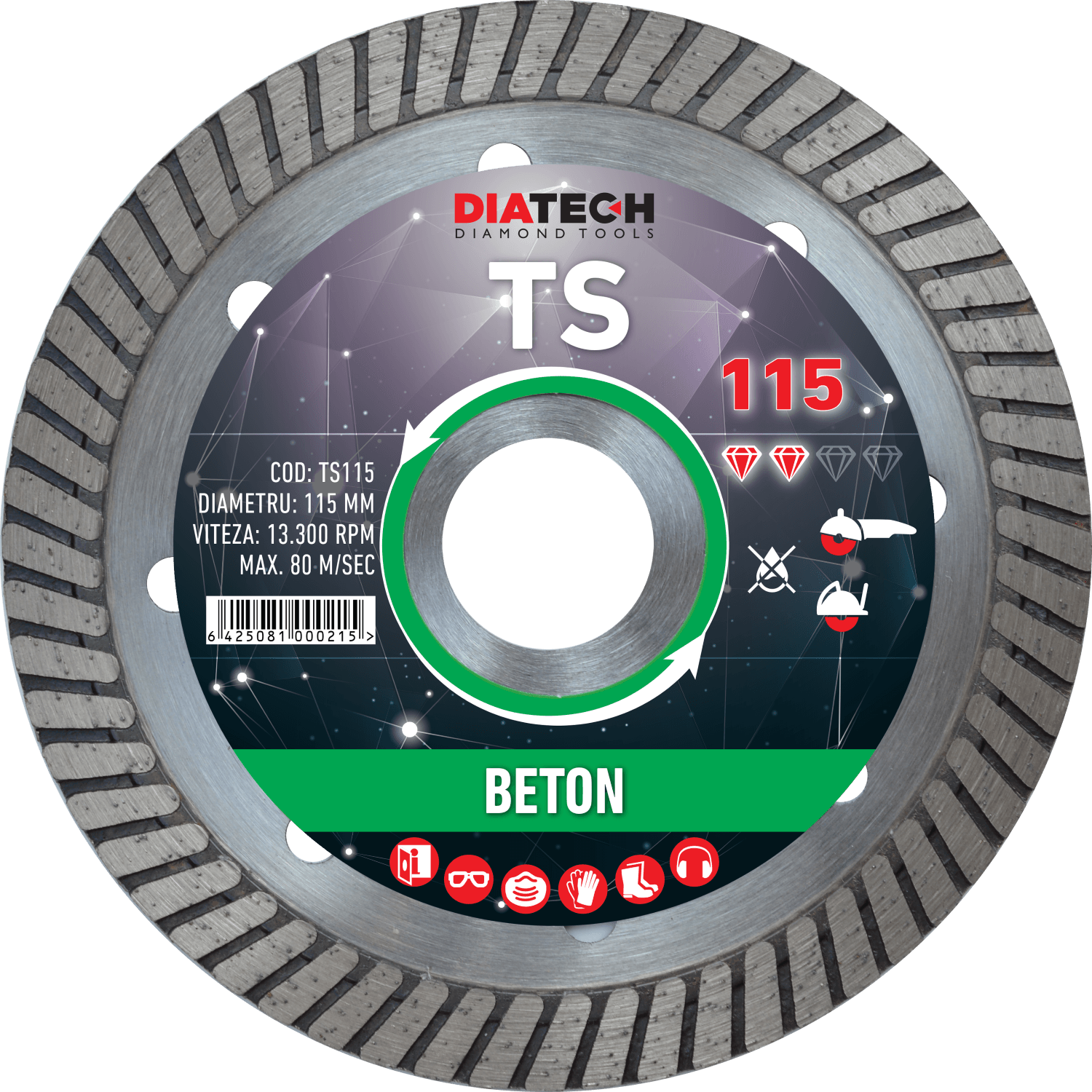 Disc diamantat pentru beton Diatech TS, 115-250mm - BIG STORE (Dynamic Tools SRL)