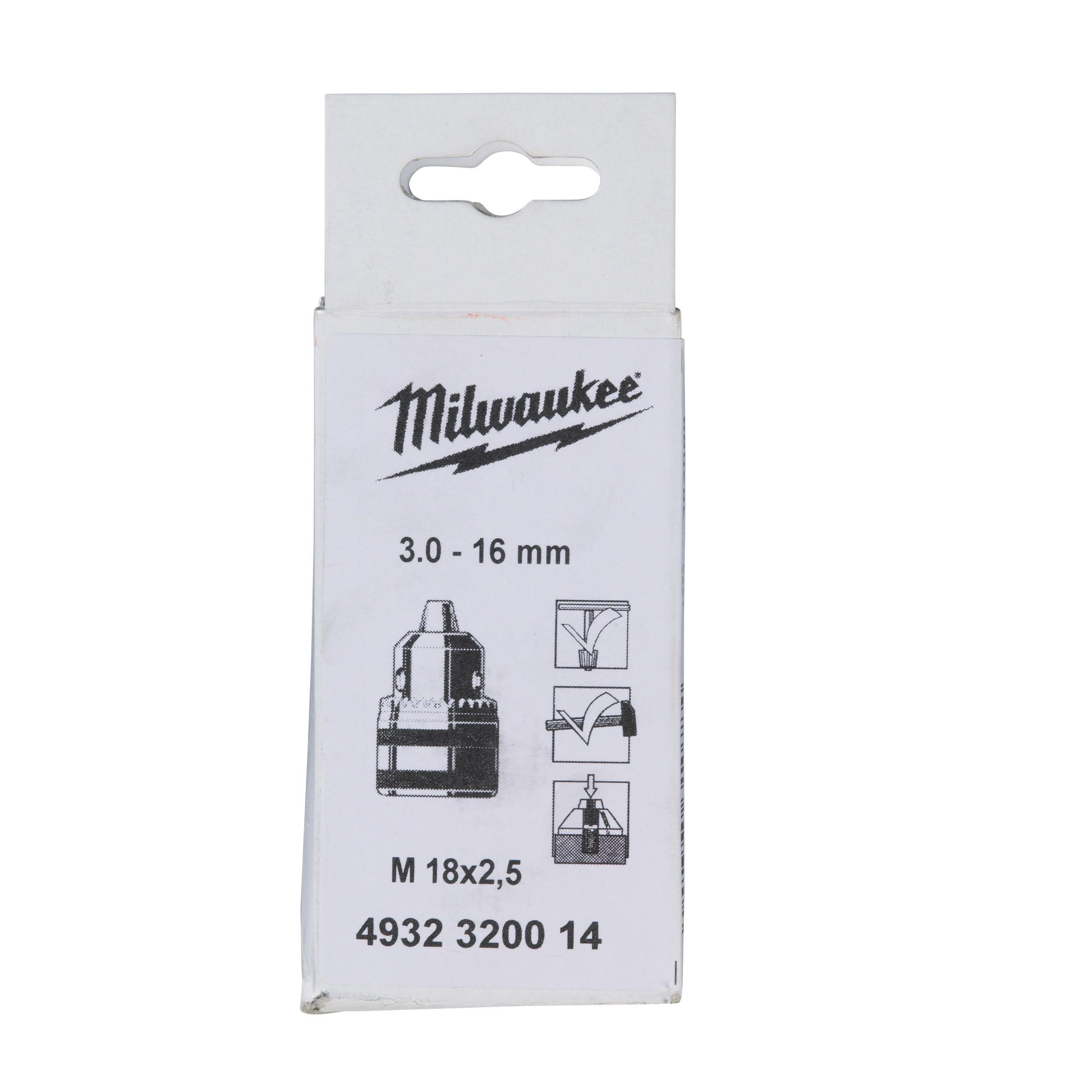 Mandrină zimțată cu cheie M18 x 2,5 3,0 - 16 mm, Milwaukee cod 4932320014 - BIG STORE (Dynamic Tools SRL)