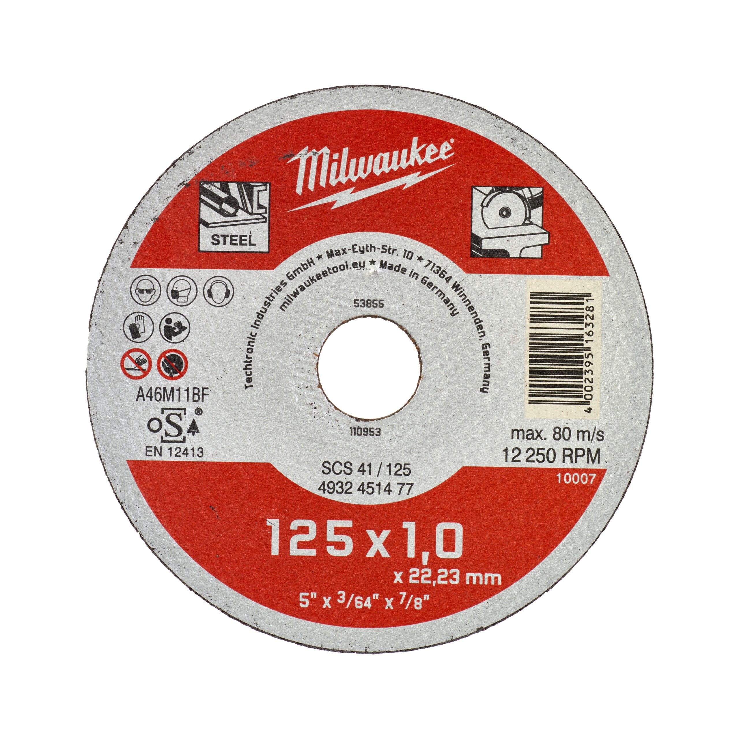 Disc pentru taiat metal Milwaukee Contractor 125X1, 200buc, cod 4932451478
