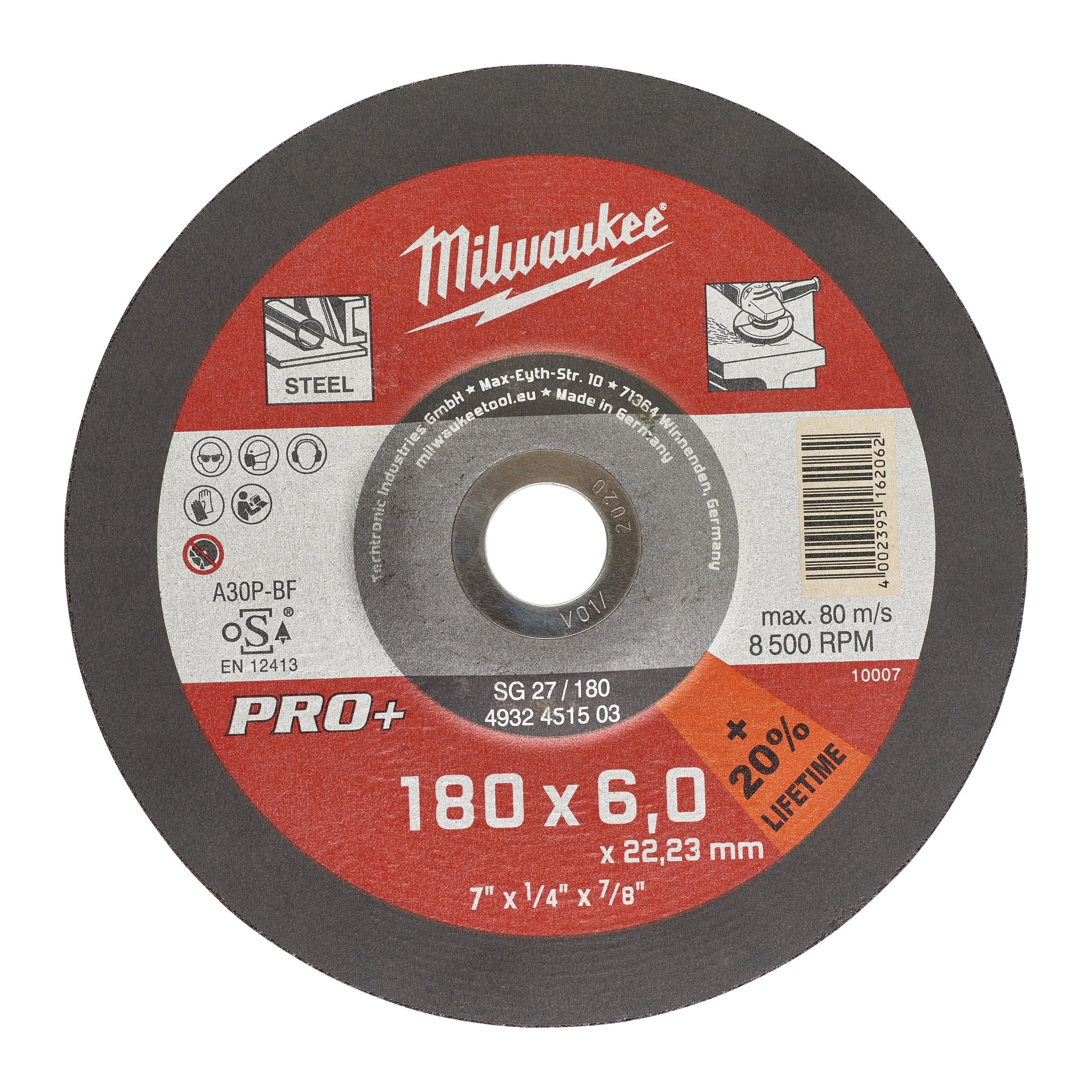 Disc pentru șlefuit metal 180X6 PRO+ Milwaukee cod 4932451503