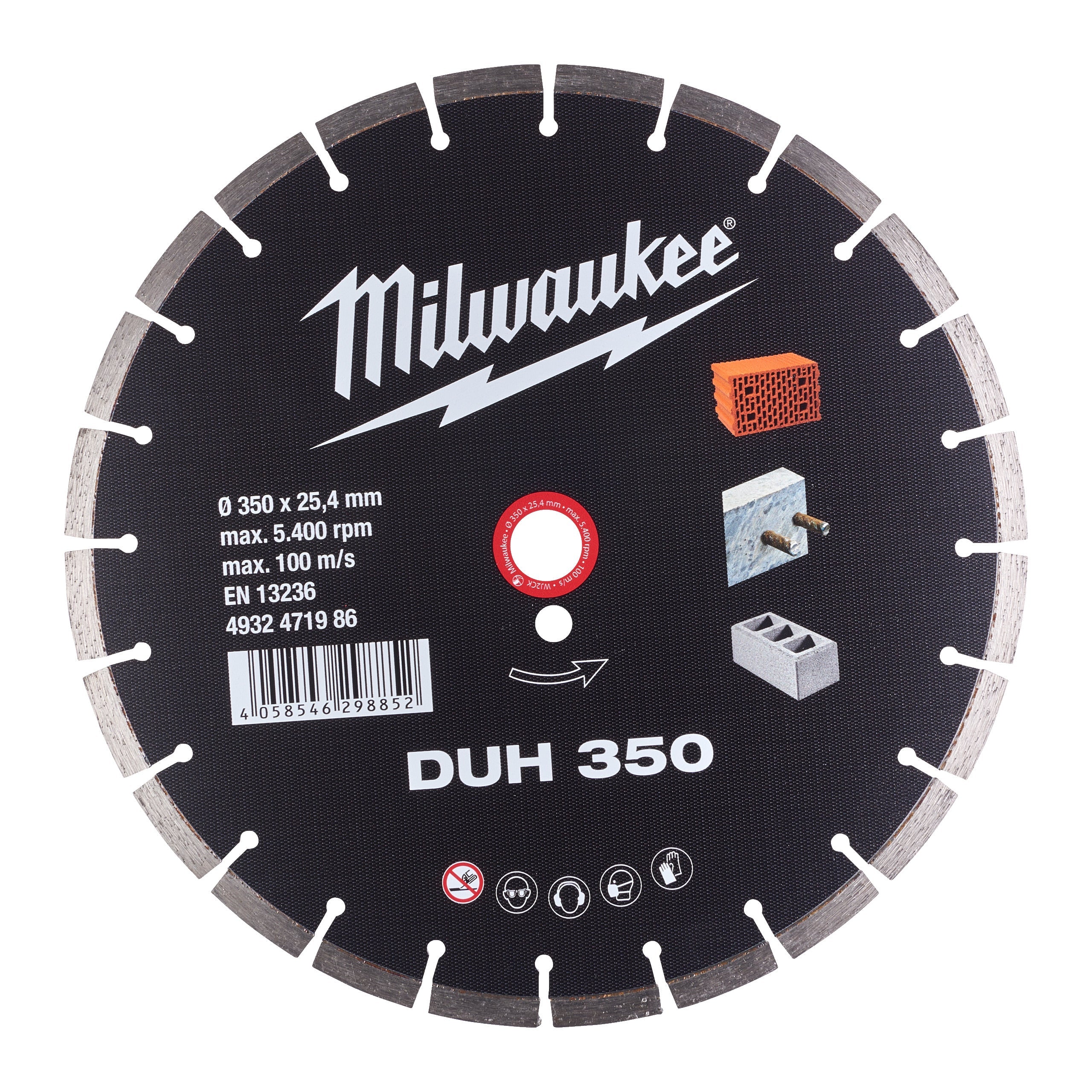 Disc diamantat DUH 350 MM, Milwaukee, cod 4932471986