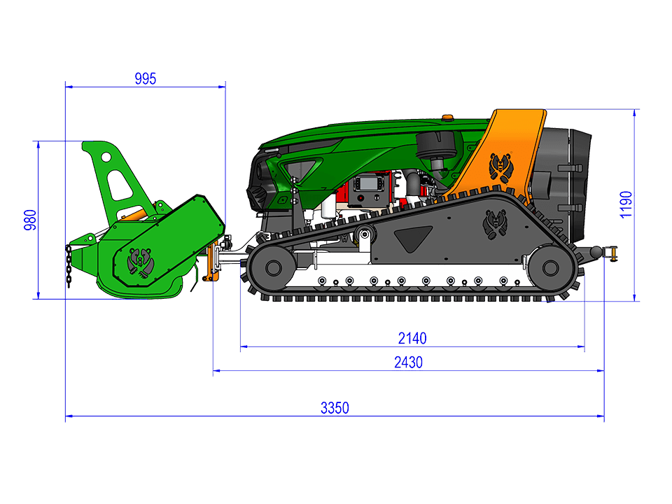 Tocător multifuncțional șenilat și radiocomandat Green Climber LV800, 76CP