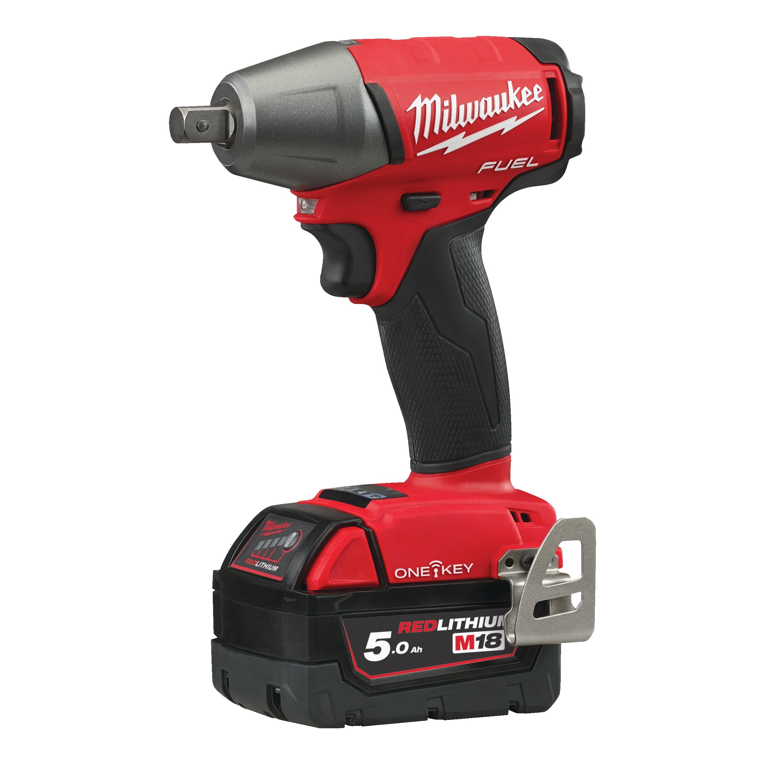 Cheie de impact Milwaukee 1/2″ 300Nm 18V M18ONEIWP12-502X, ONE-KEY™ M18 FUEL™ cu pin de blocare, cod 4933451372, 2 x M18 B5 acumulator, M12-18 FC încărcător, cutie HD - BIG STORE (Dynamic Tools SRL)