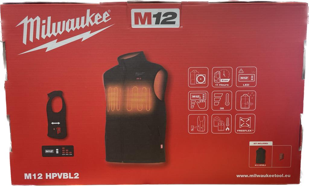 Vestă Puffer neagră încălzită Milwaukee M12 HPVBL2-0